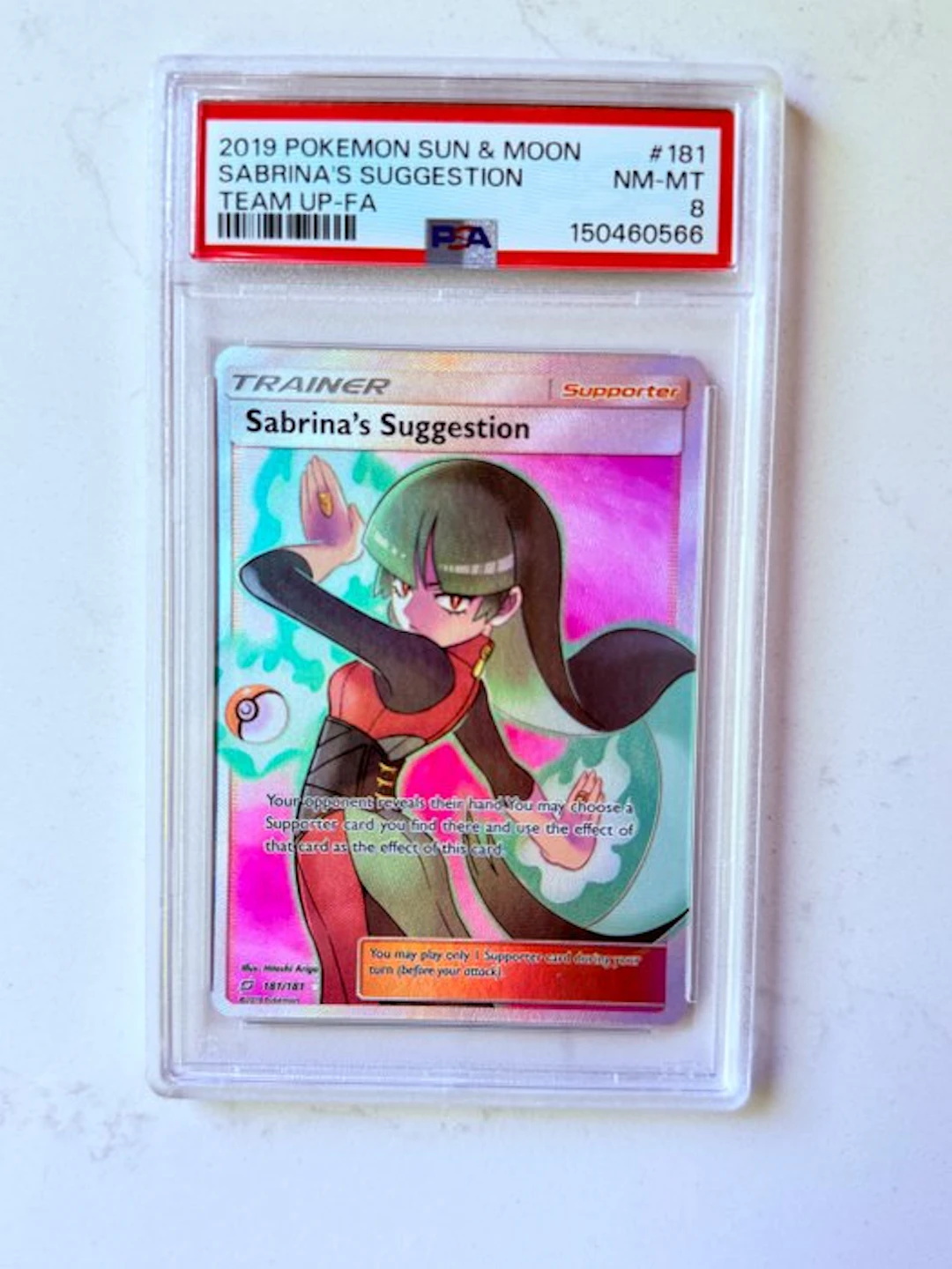 Pokémon - 1 Graded card - Sabrina 181 Full art, Foil - PSA 8 - Sun & Moon