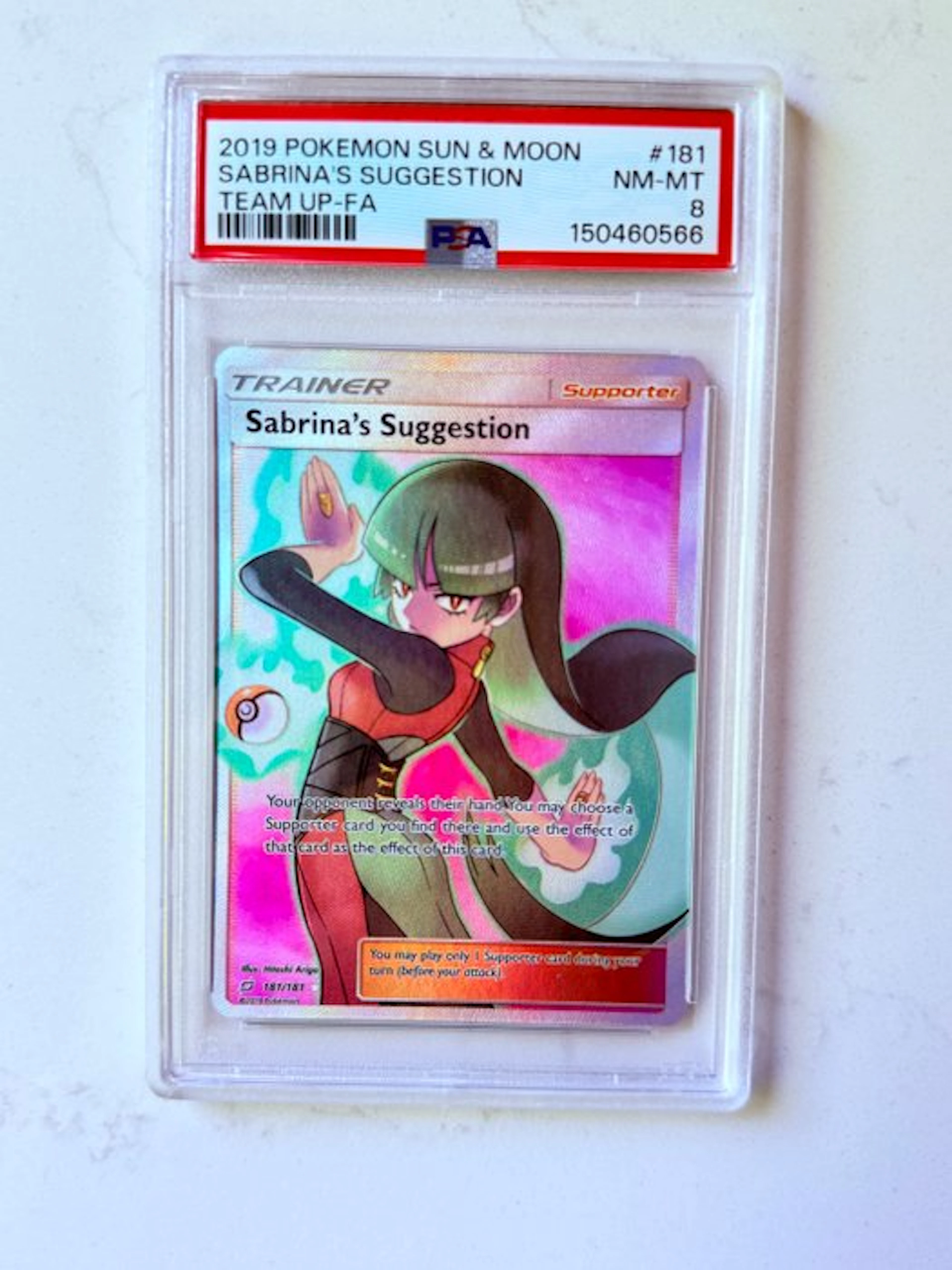 Pokémon - 1 Graded card - Sabrina 181 Full art, Foil - PSA 8 - Sun & Moon