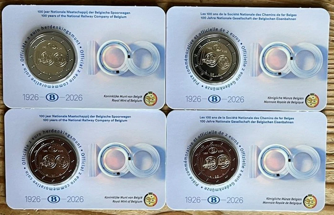 Belgium. 2 Euro 2026 "SNCB - NMBS" (4 coincards) (No reserve price)