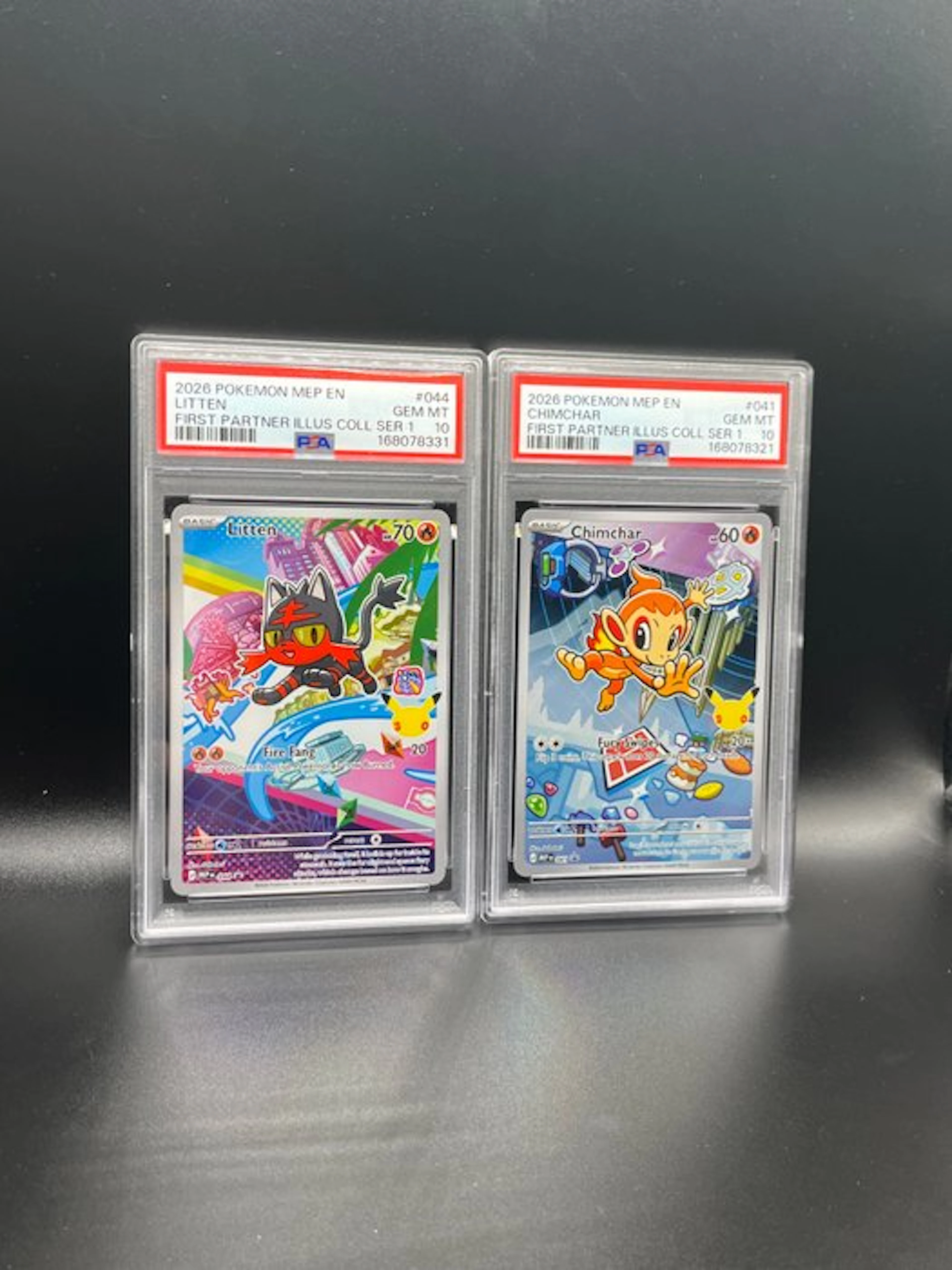 Pokémon - 2 Graded card - Litten & Chimchar First partner...
