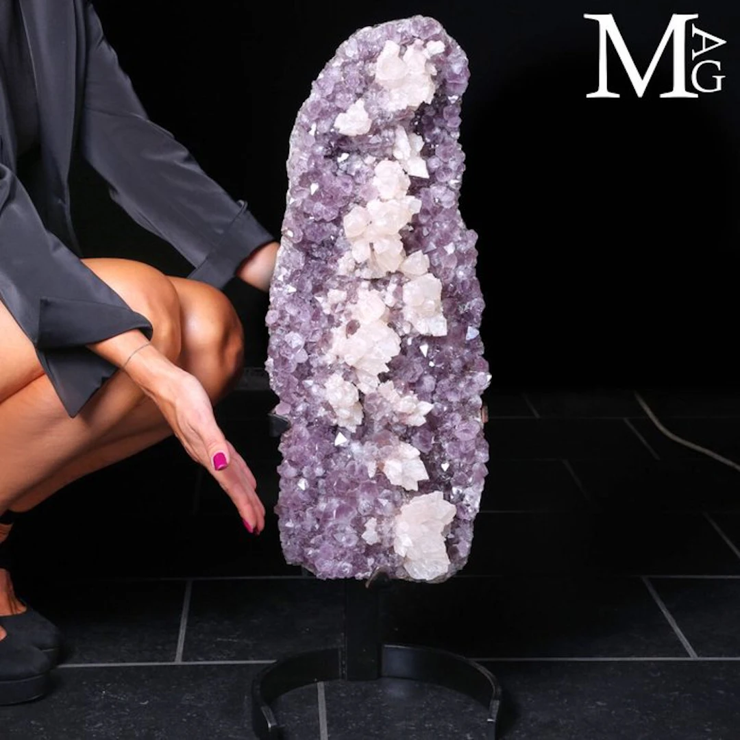 Exlusive Quality - Calcite Crystals on Amethyst Druzy...