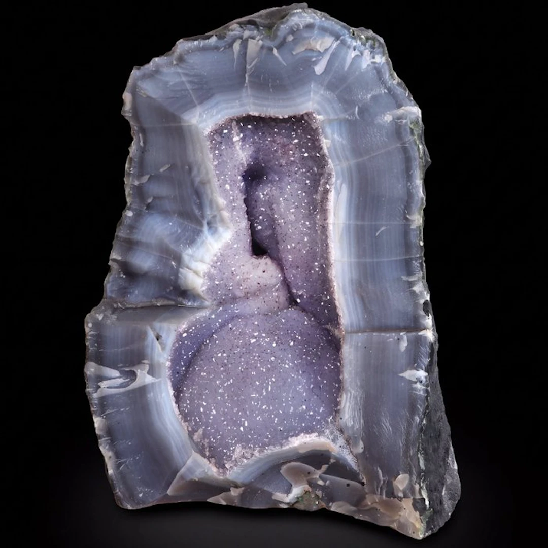 Amethyst & Blue Agate - 'Rough' Geode - 37x25x16 cm- 15.2 kg