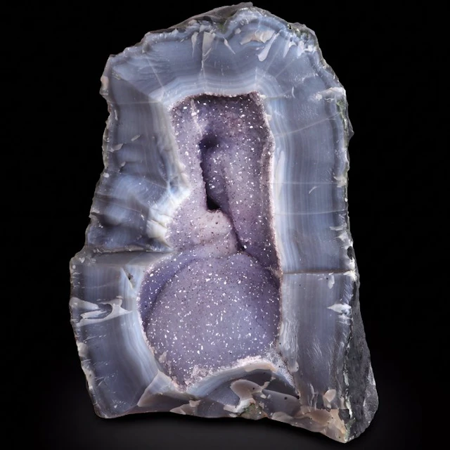 Amethyst & Blue Agate - 'Rough' Geode - 37x25x16 cm- 15.2 kg