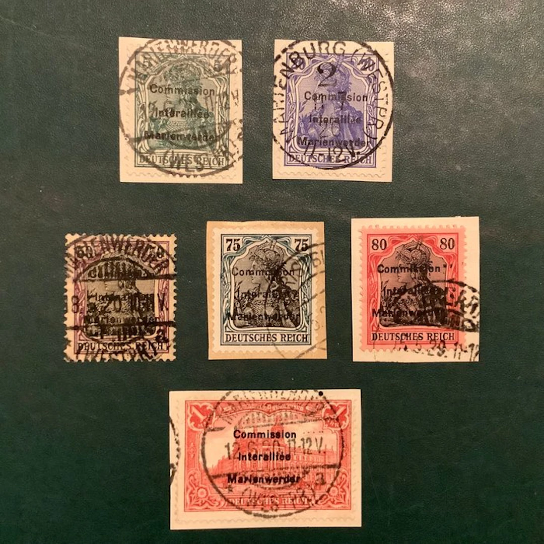 Marienwerder 1920 - Germania stamps with three-part...
