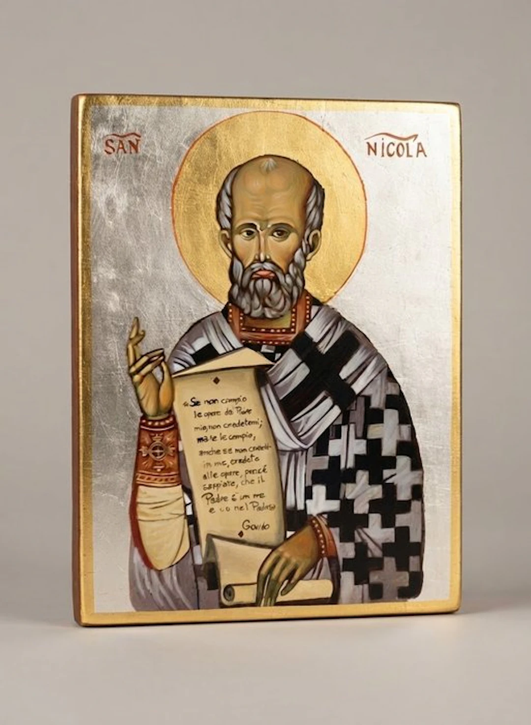 M. Palumbo (XX) - Icona Sacra - San Nicola di Myra - 30 x 40 cm