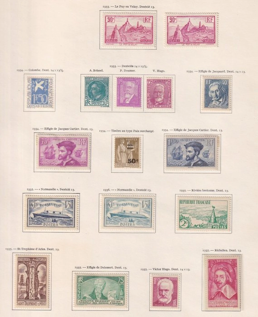 France 1933/1935 - superbe collection de timbres