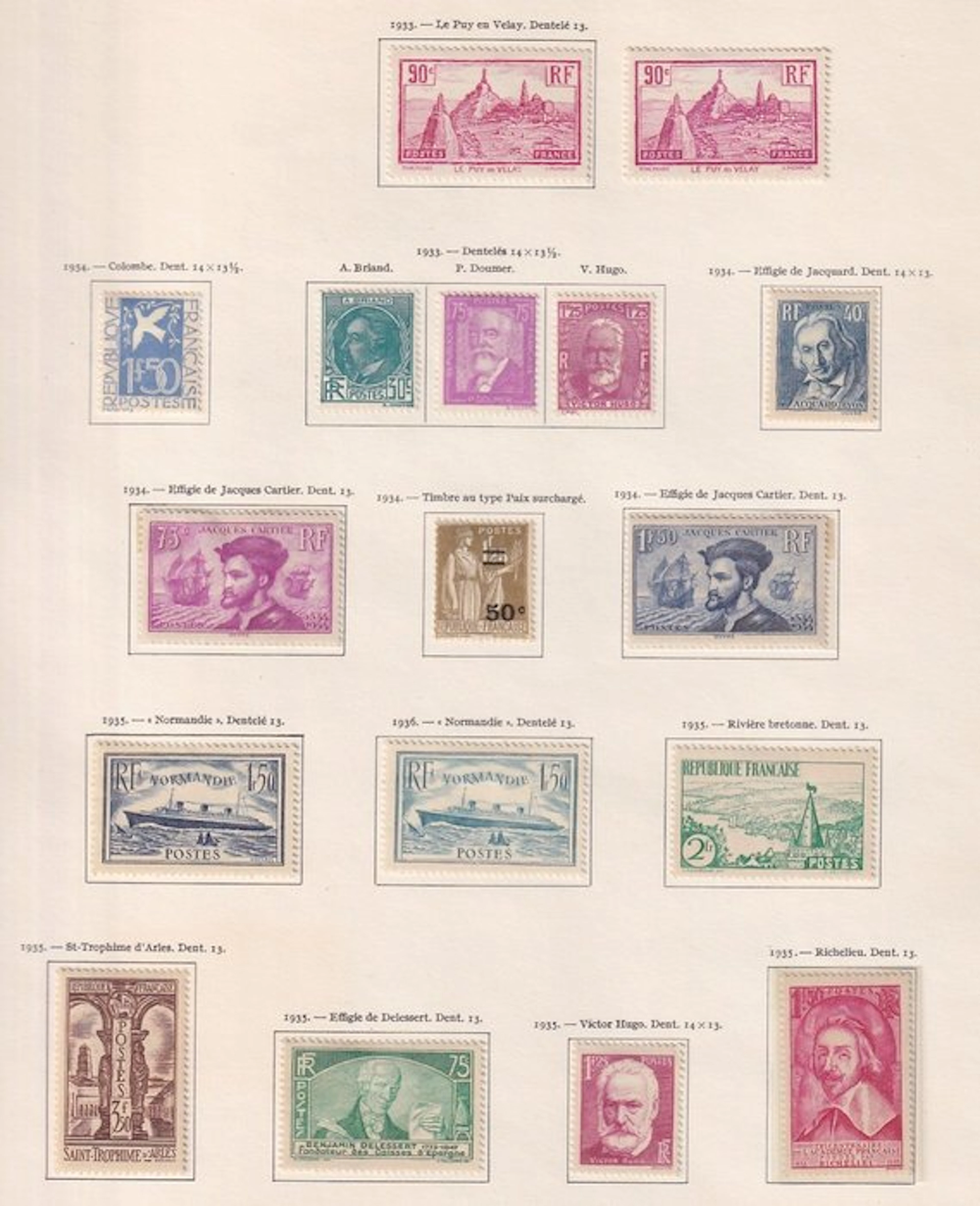 France 1933/1935 - superbe collection de timbres