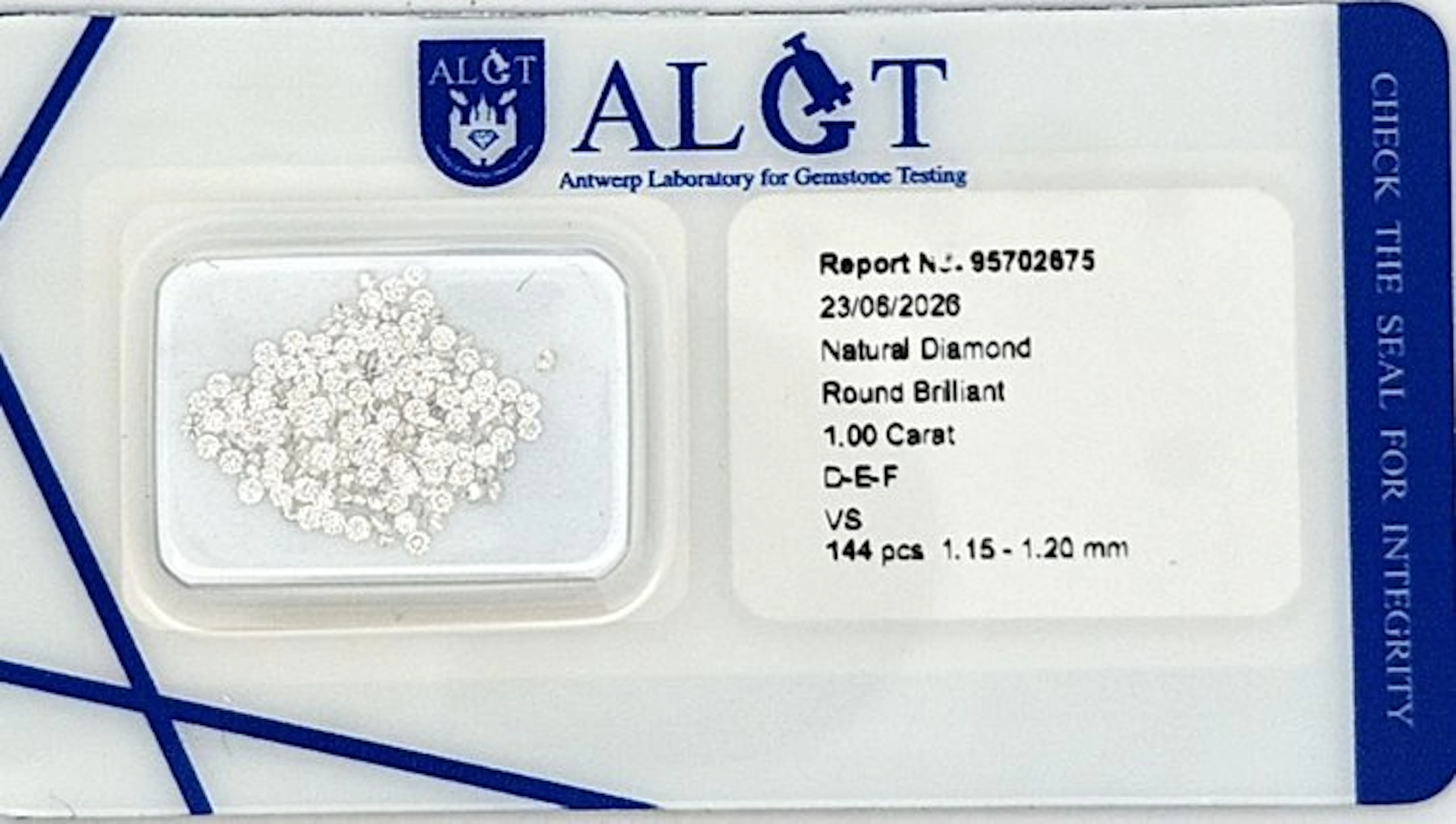 144 pcs Diamond (Natural) - 1.00 ct - Round - F