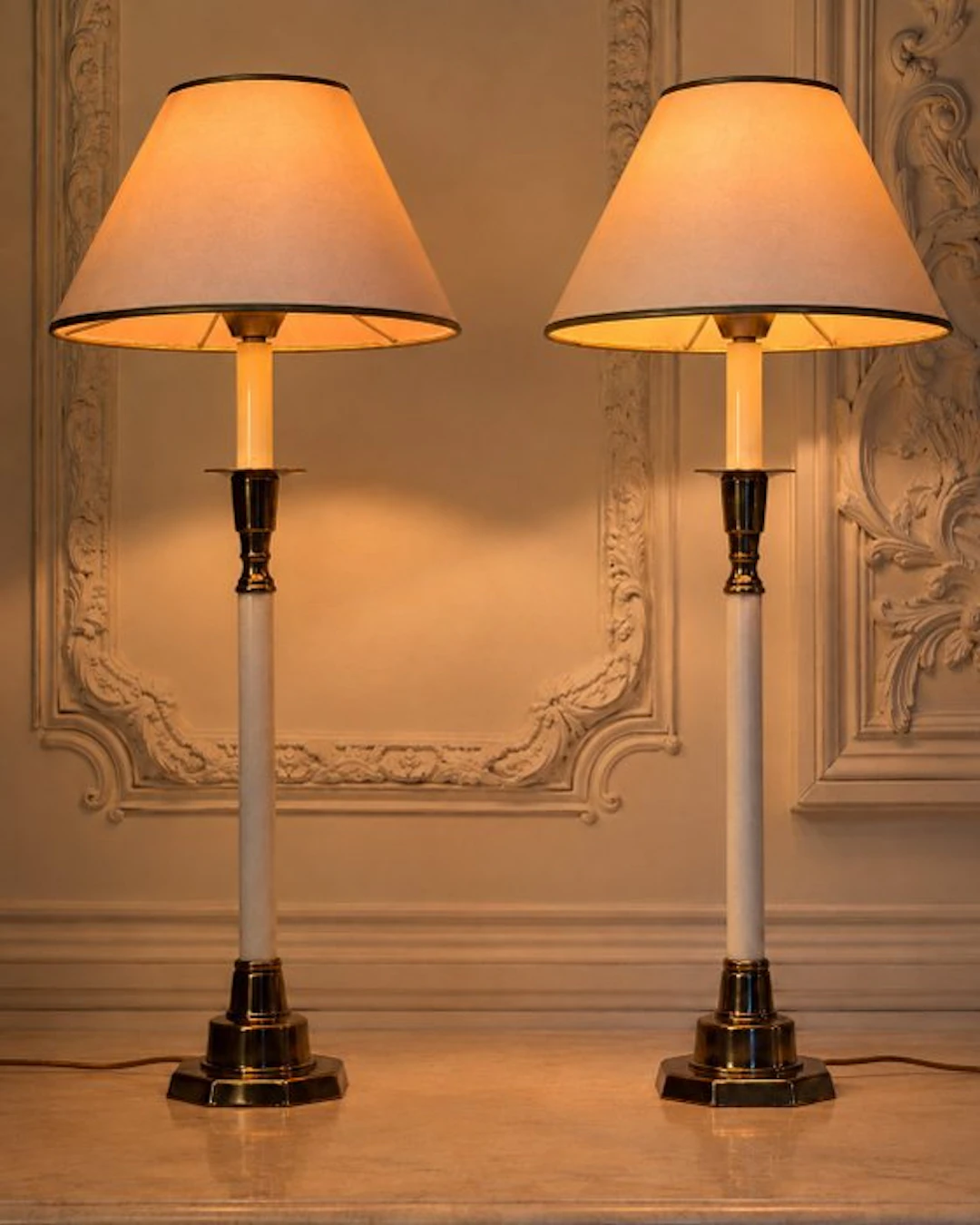Table lamp (2) - Brass - Vintage table lamps