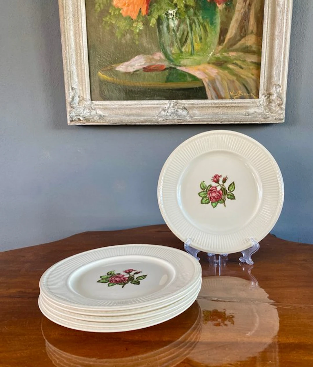 Wedgwood - Dinner set (6) - Moss Rose - Porcelain - Dinner plates