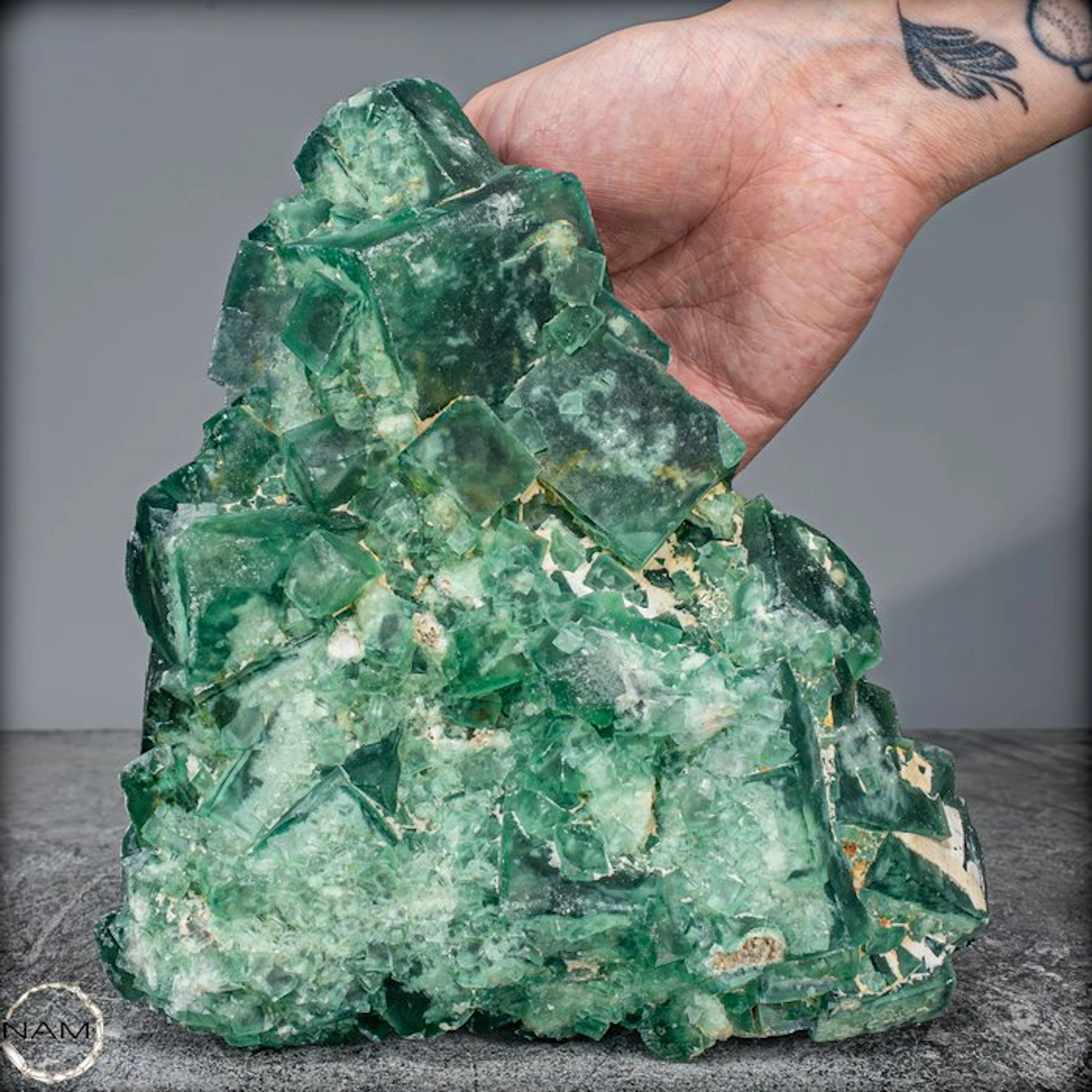 Natural fluorite crystal clusters from Madagascar of the...