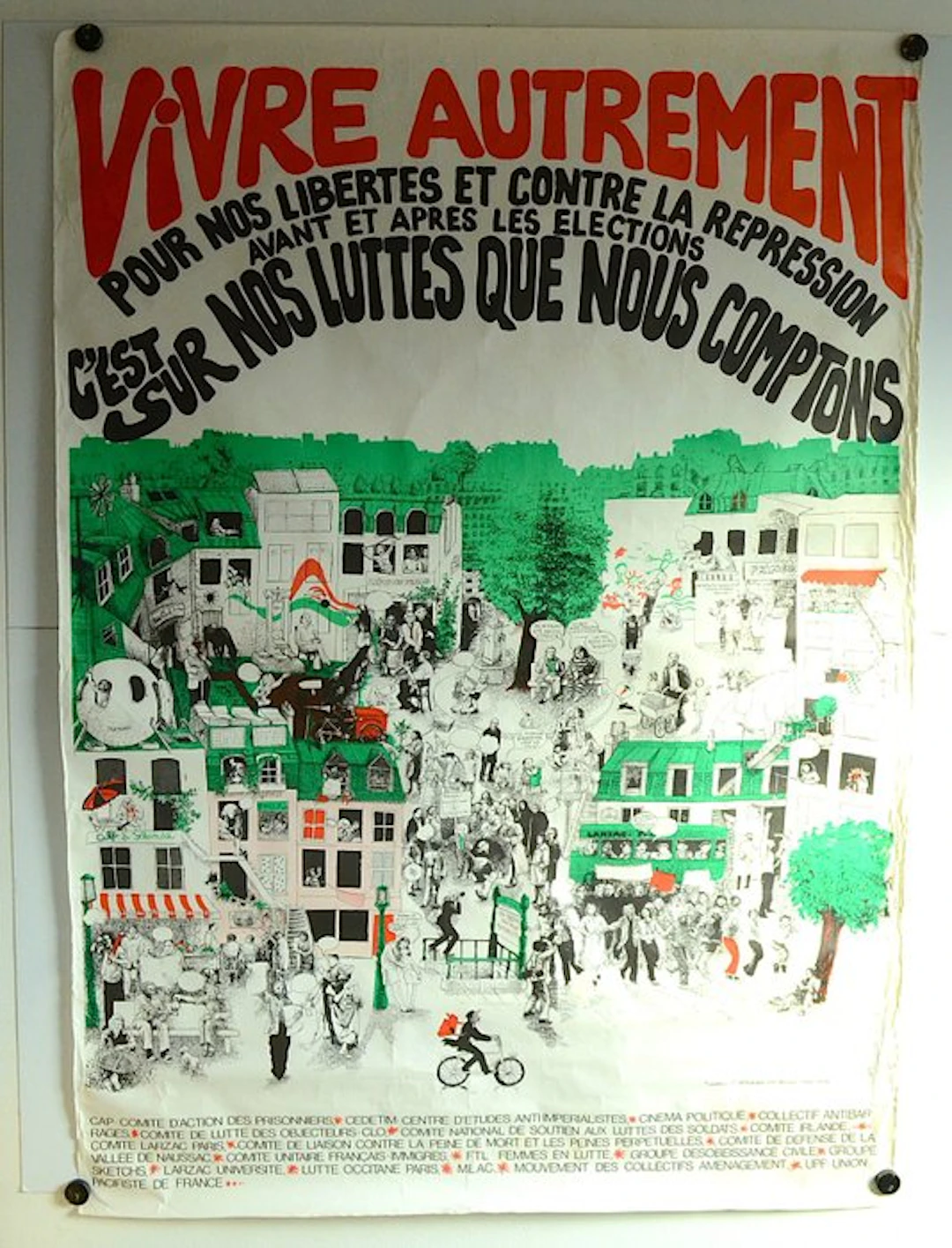 Atarpop 73 - Affiche Militante Originale Années 70 "Vivre...