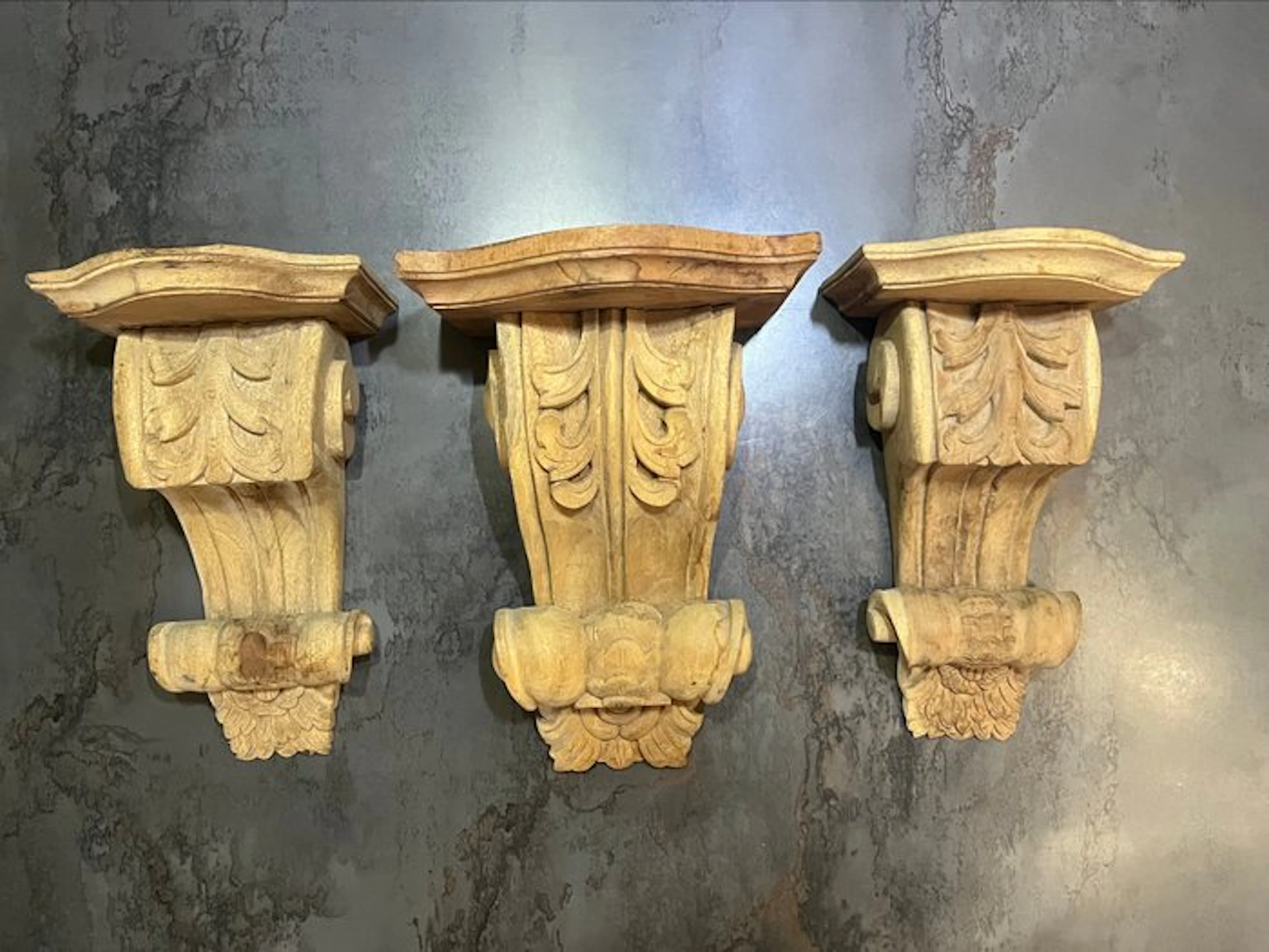 Console table (3) - Wood - 3 wall-mounted consoles