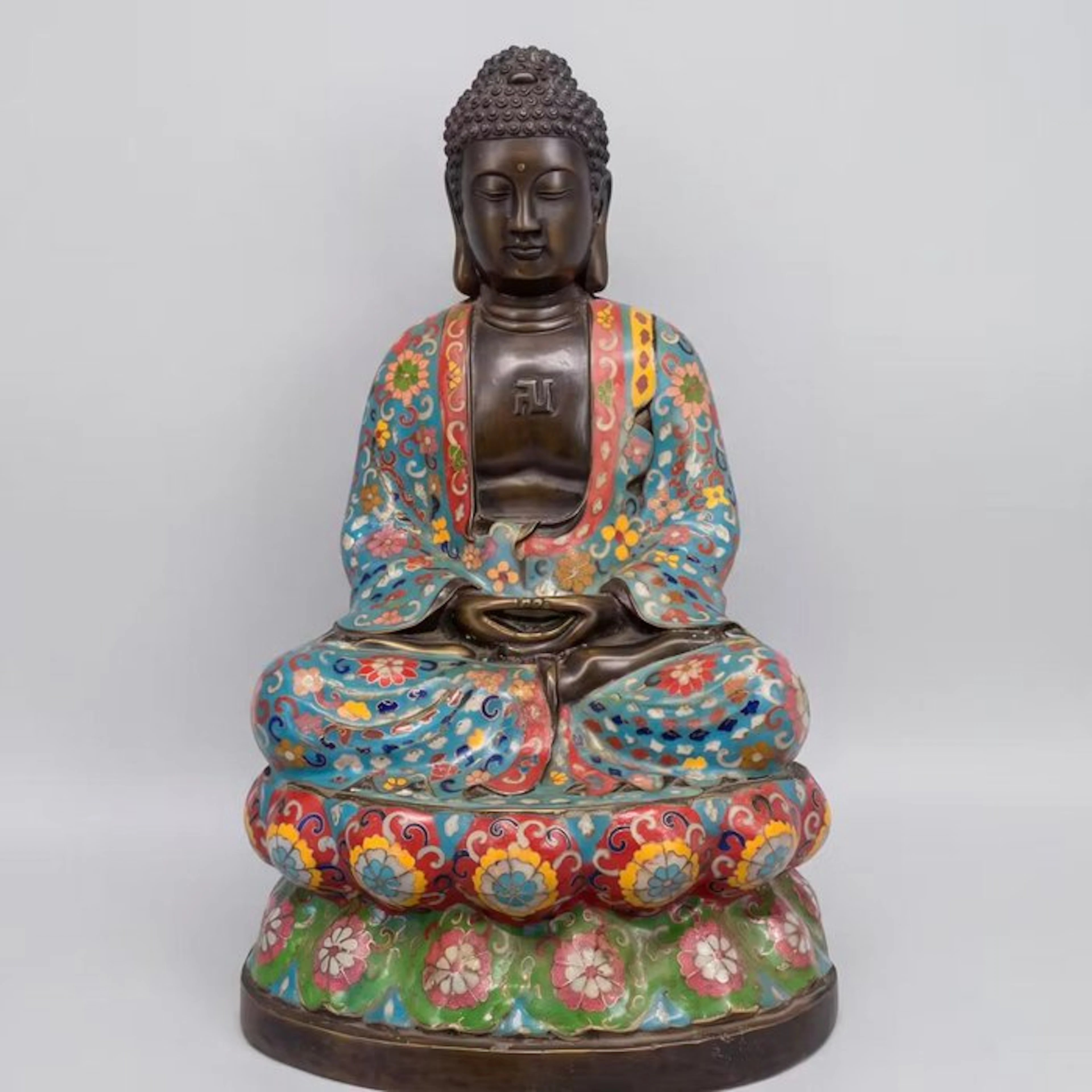 XL Cloisonné Boeddha 45 cm / 8.6 kg - Bronze - Asia