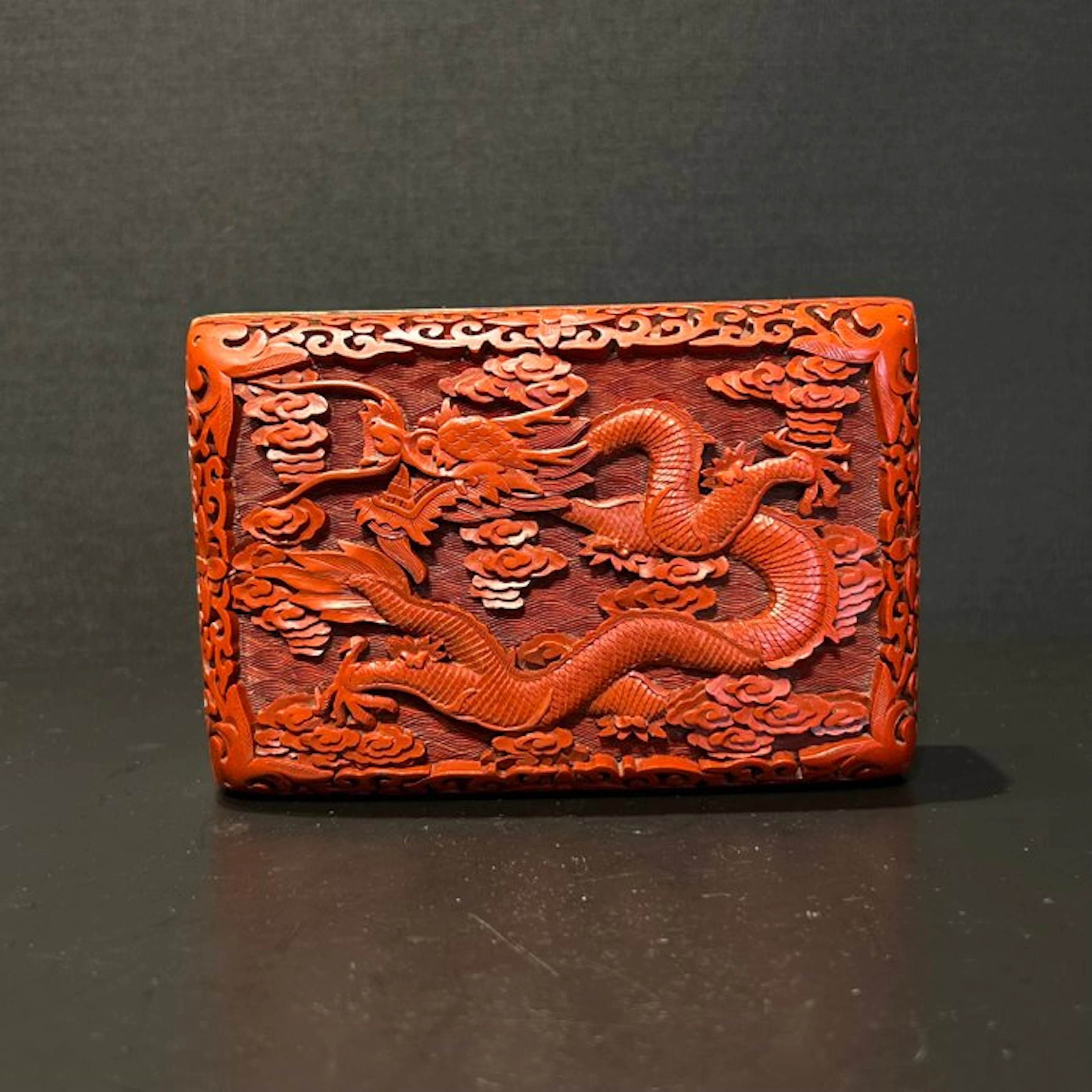 Box - lacquer and bronze - Cinnabar Dragons Lacquer Box