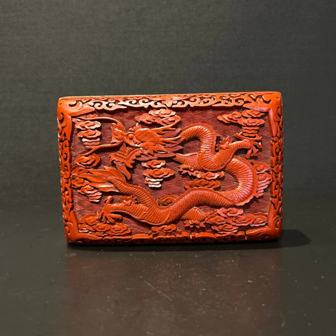 Box - lacquer and bronze - Cinnabar Dragons Lacquer Box