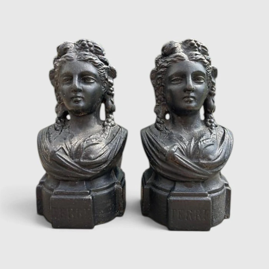 Andiron (2) - Cast iron - Napoleon III style andirons