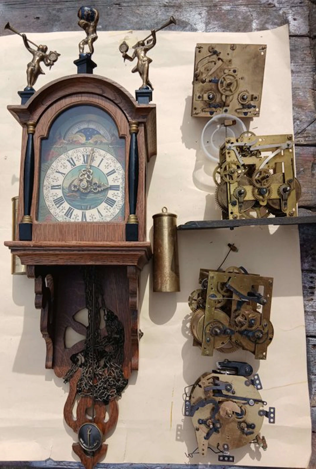 Wall clock (5) - Wood, Copper - 1920-1930