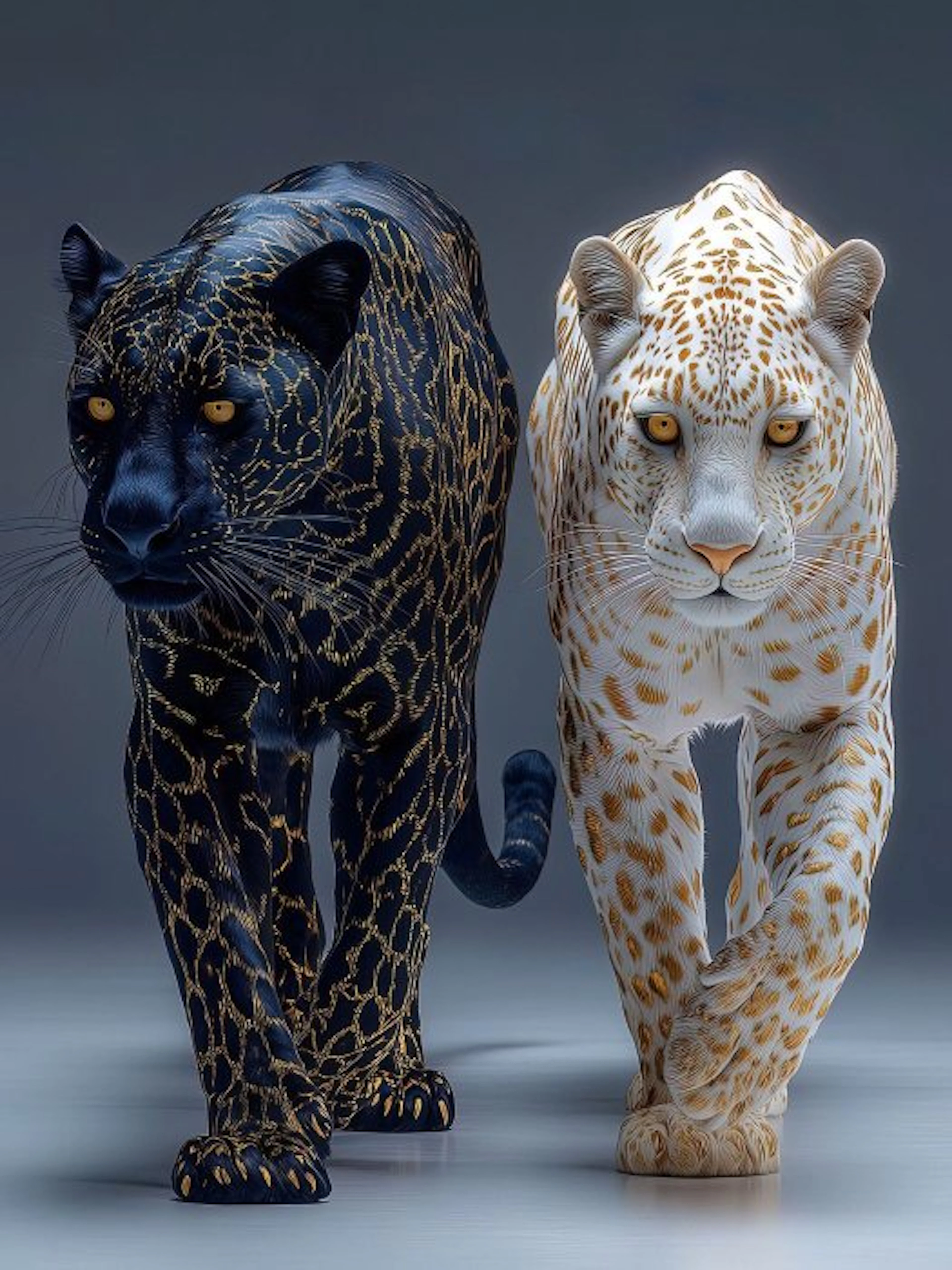 Yamila - Sinergia Áurea: Pantera Negra y Leopardo Blanco en Kintsugi