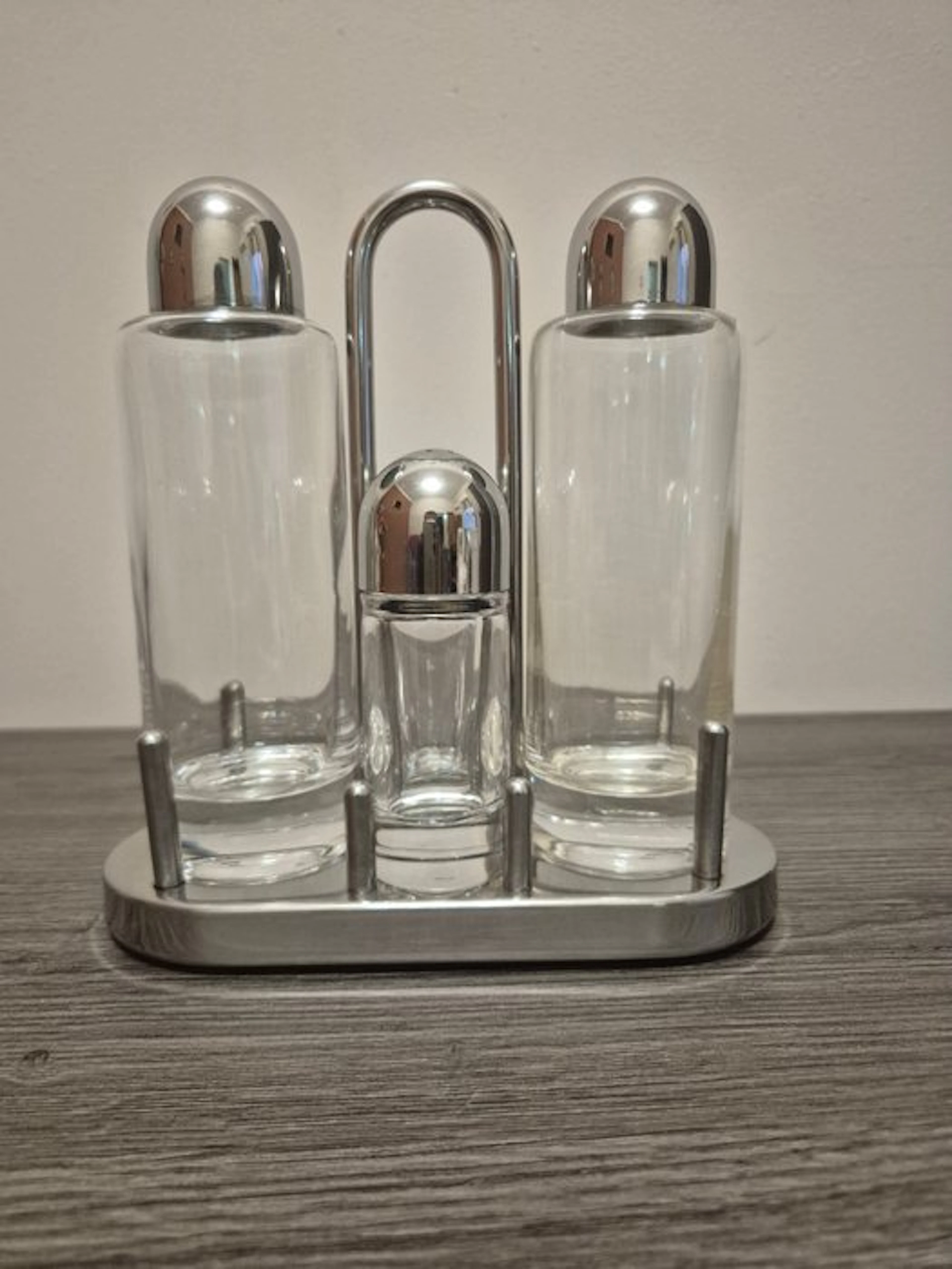Alessi - Ettore Sottsass - Cruet set (5) - 5070 - Glass, Steel
