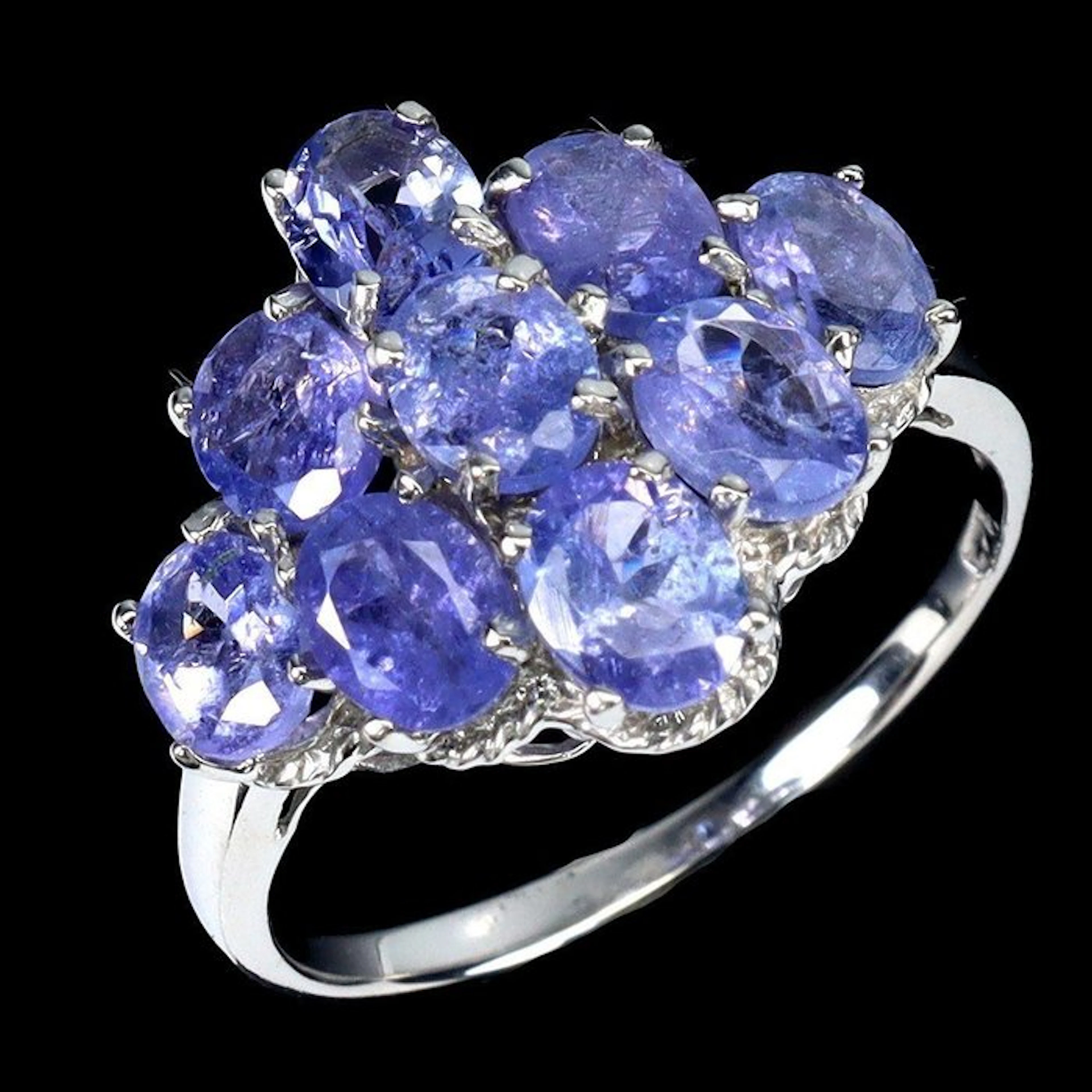 No reserve price - Ring 925 Silver, 14K White Gold plated Tanzanite