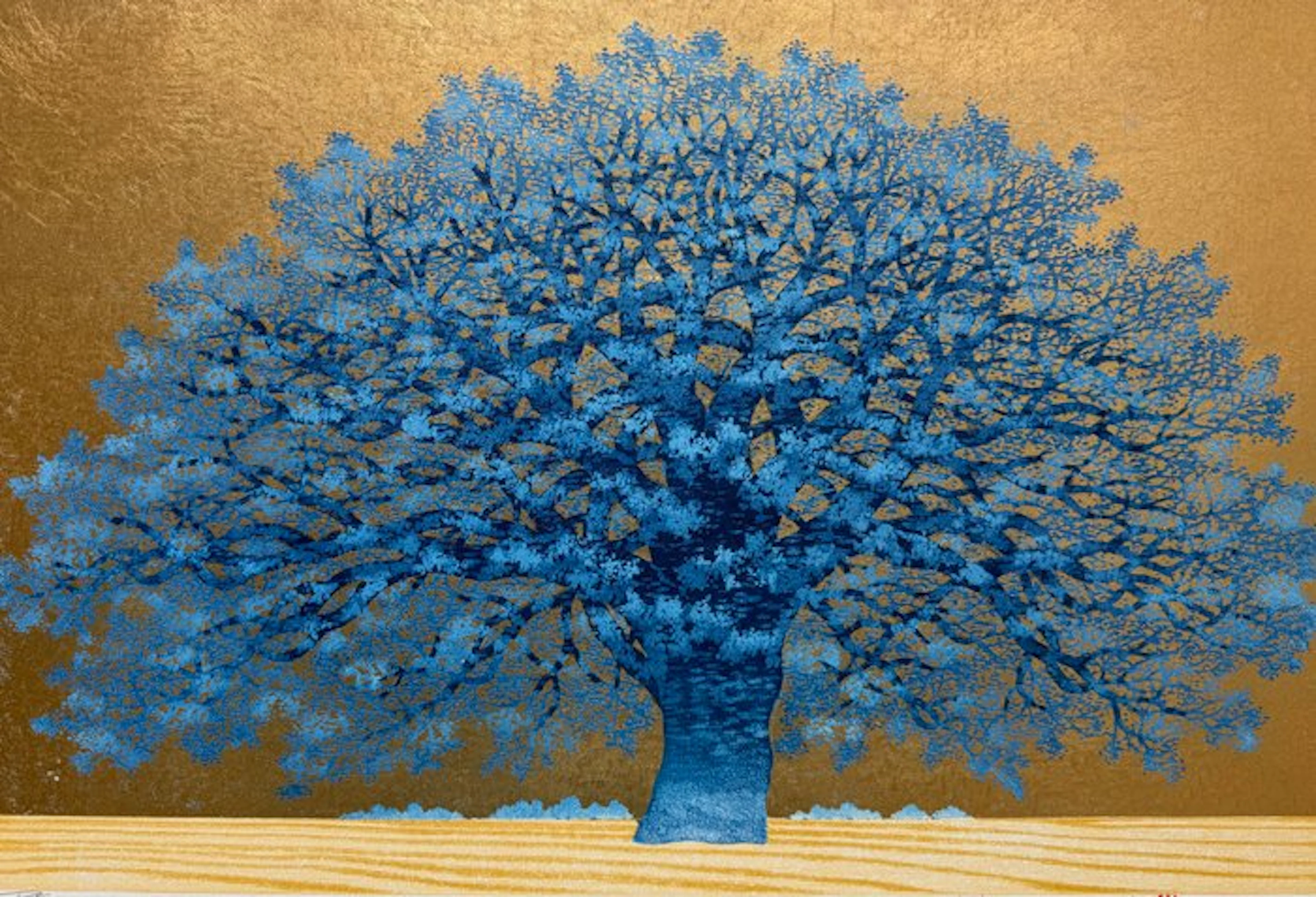 "Tree Scene Blue" - Exclusive large work - NO RESERVE !...