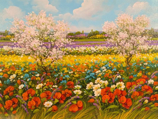 Antonio Brducci (XX) - Campo di papaveri e mandorli