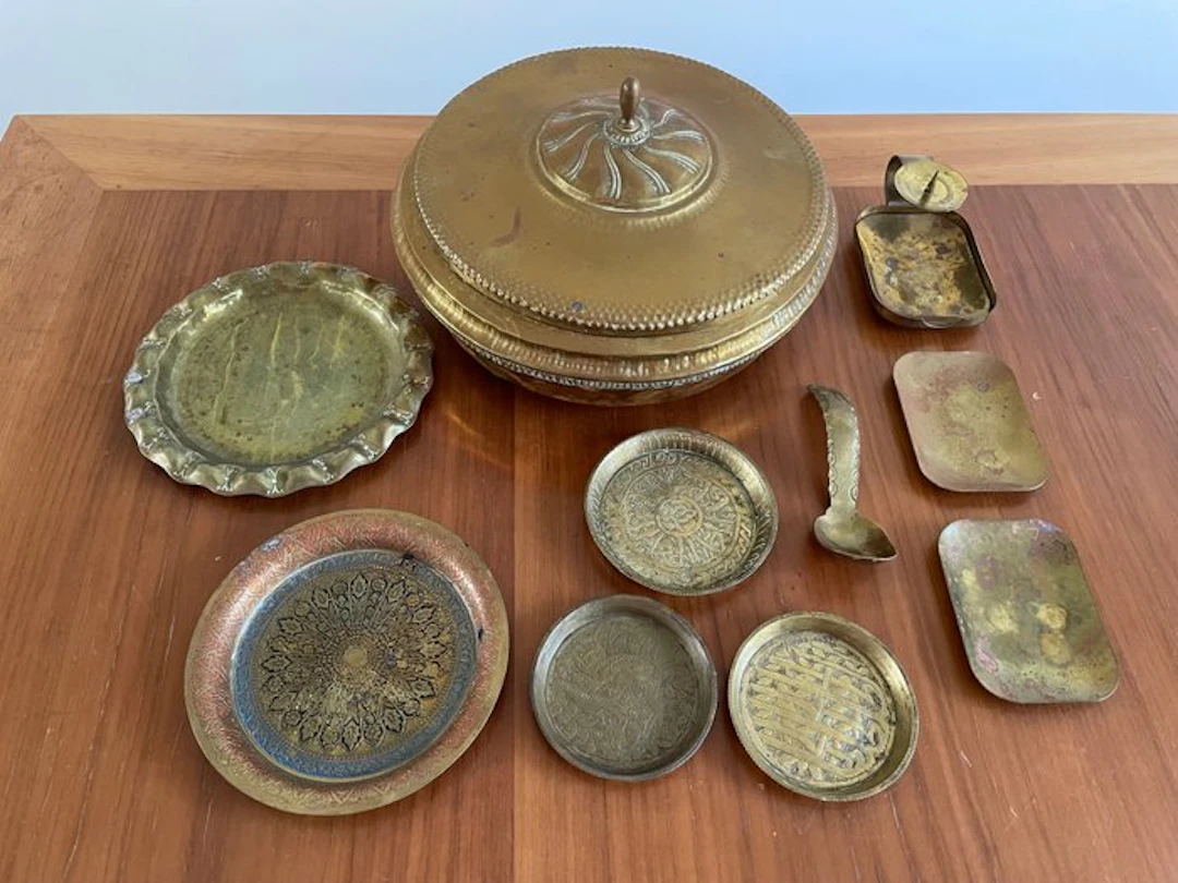 Themed collection - Art Deco & Mid-Century Brass Lot (10 pieces) - W