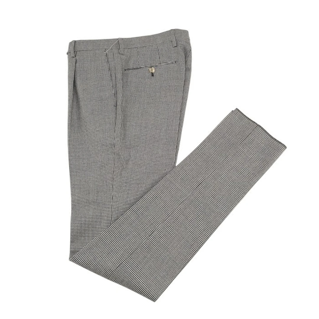 PT01 - 46 IT - Dress Pant Black White Houndsthooth 100%...