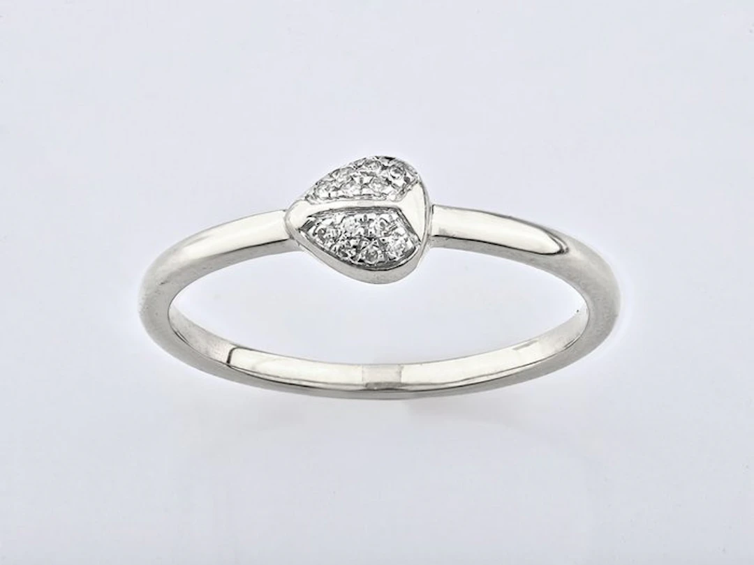 Ring - 14 kt. White gold - 0.04ct. tw. Diamond (Natural)
