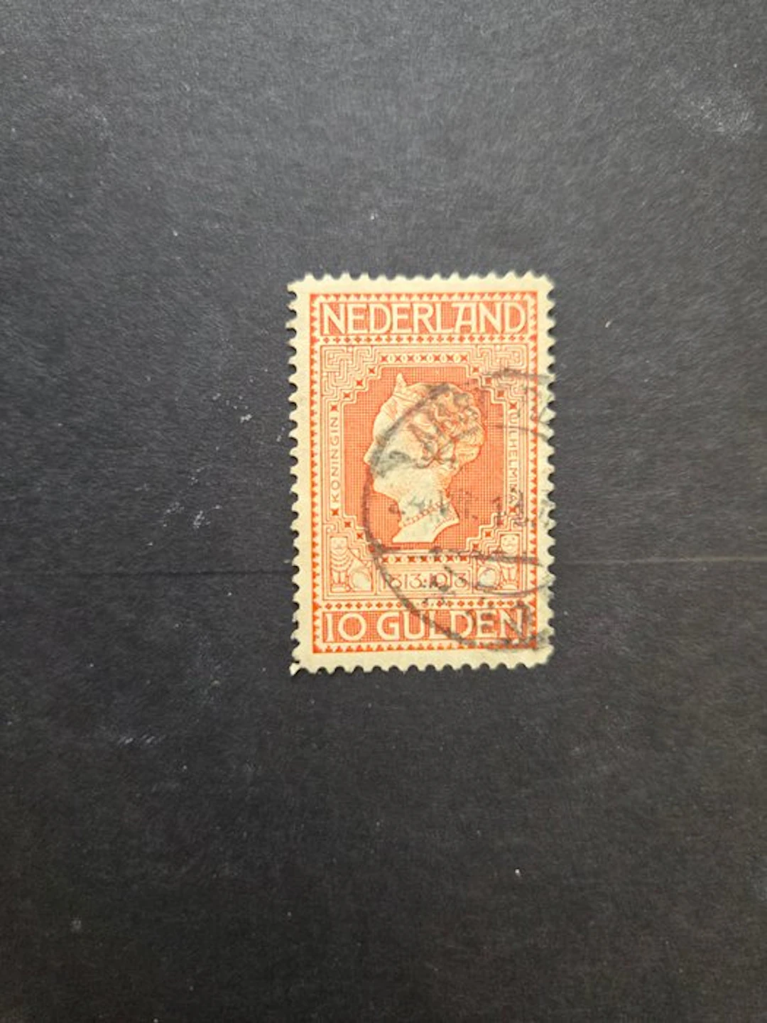 Netherlands 1913 - 10 Gld orange jubilee stamp - NVPH 101
