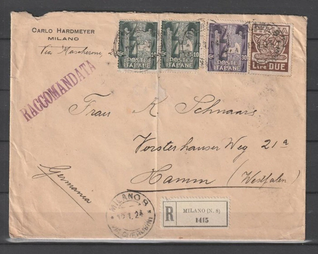 Italy Kingdom 1924 - Kingdom 1924 registered to Germany...