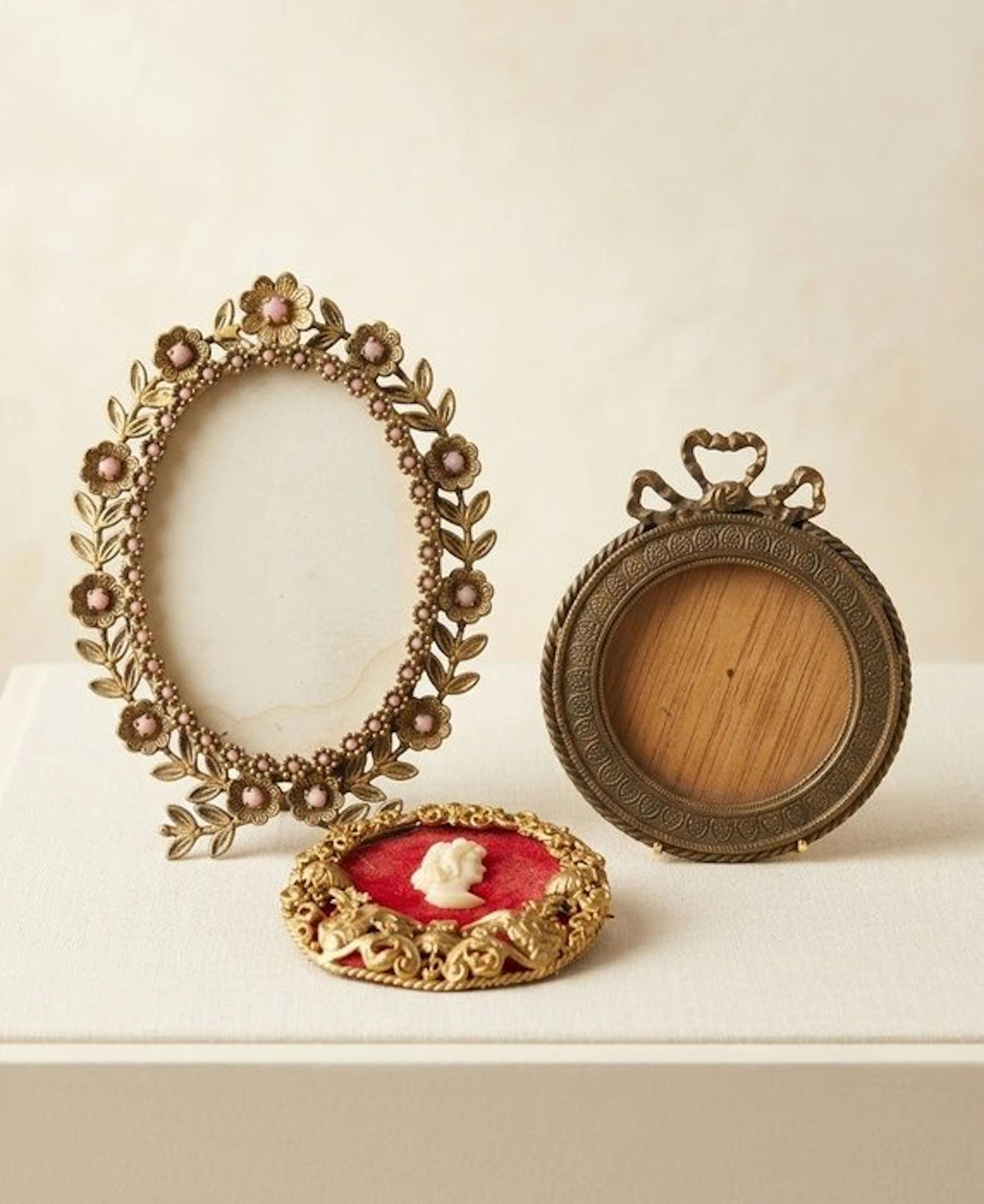 Picture frame - Brass and Bronze - Antique Miniatures - three