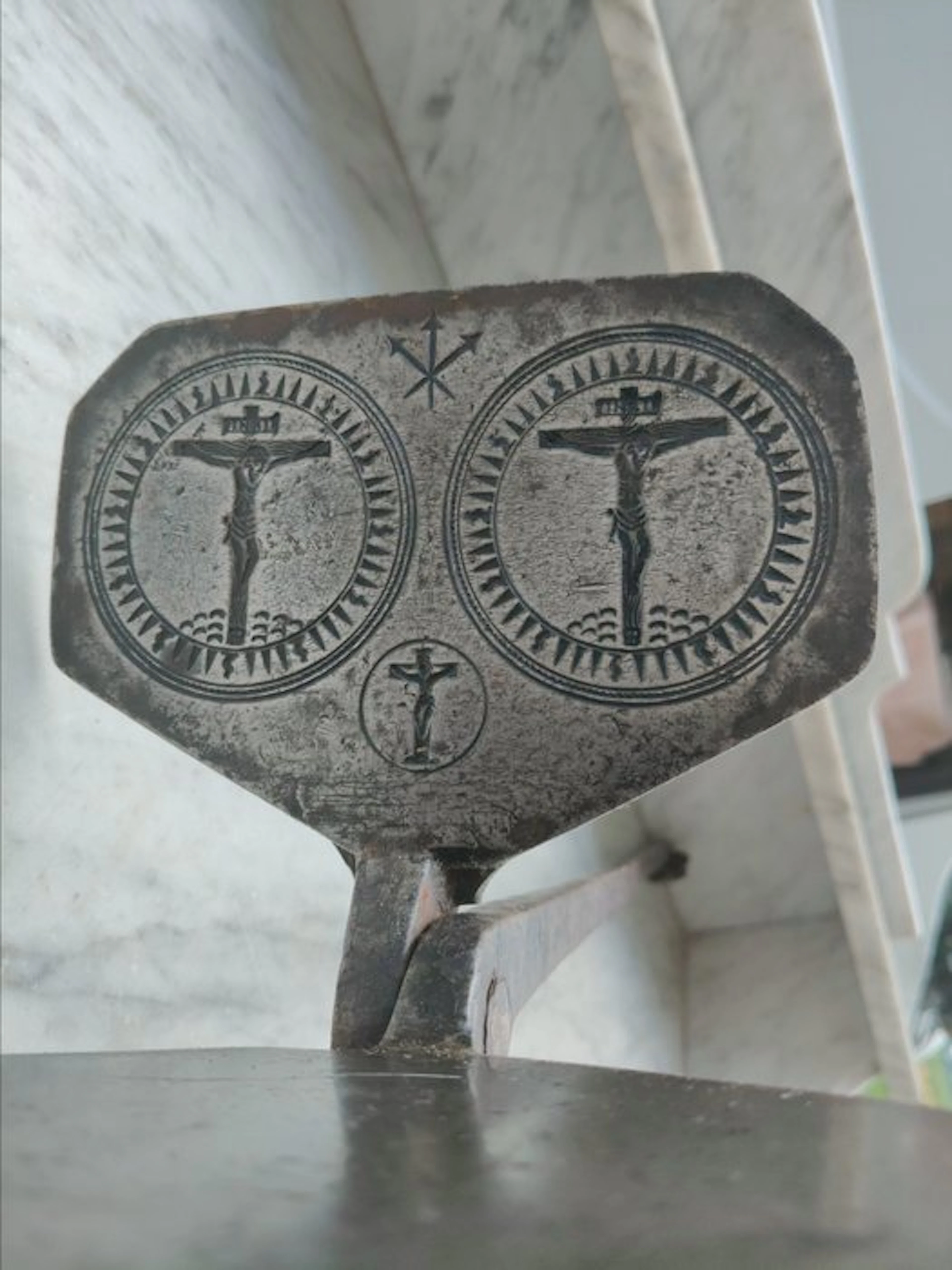 Mold - wrought-iron communion wafer iron (also called a...