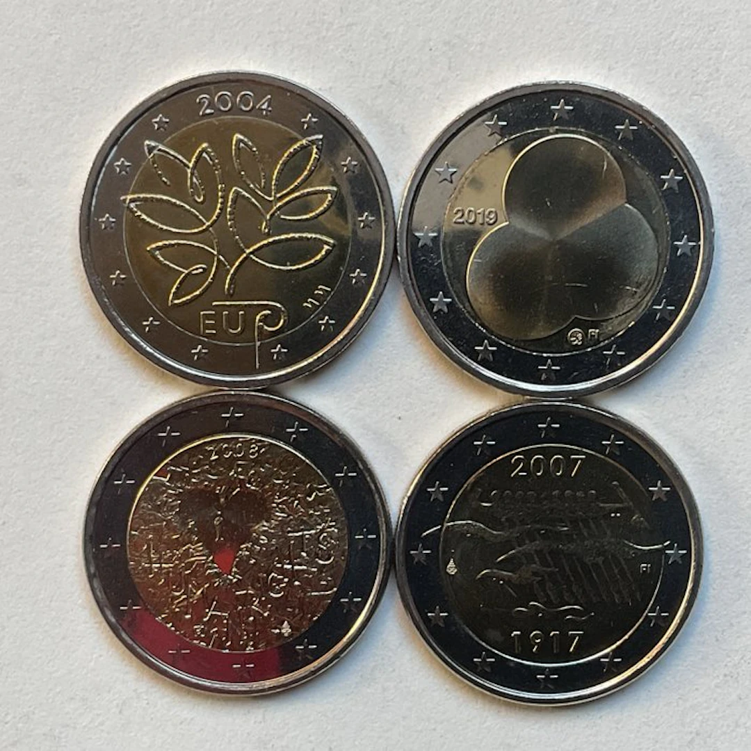Finland. 2 Euro 2004/2019 (4 munten) (No reserve price)