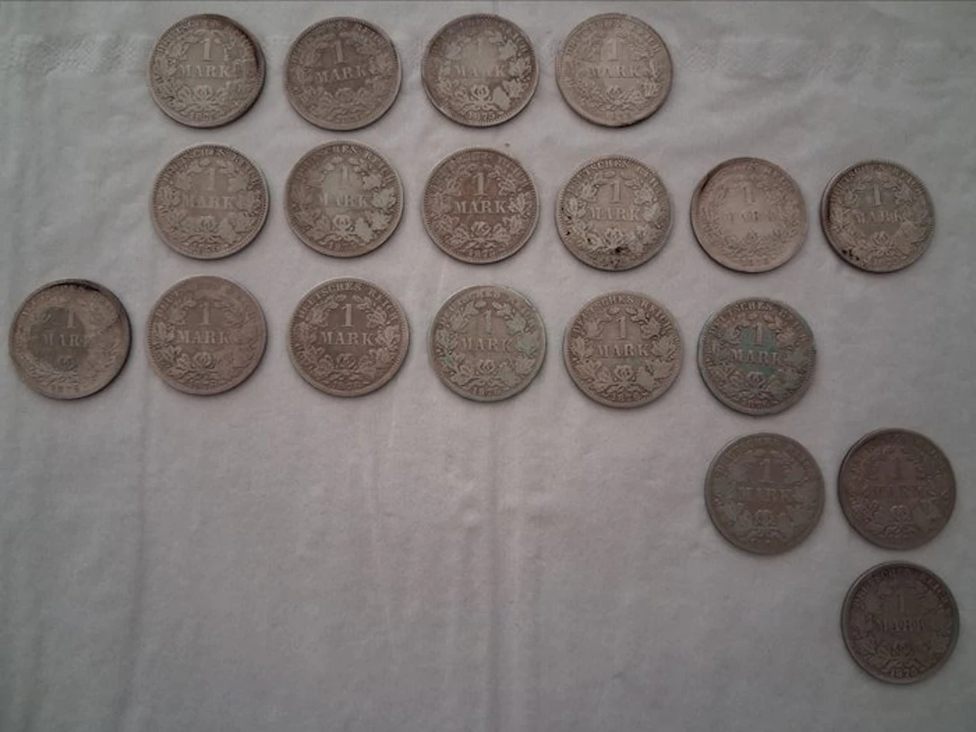 19x 1 Mark 1875-1876 A Berlin - Kaiserreich Silber...
