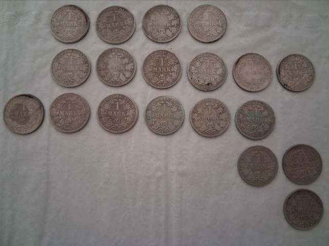 19x 1 Mark 1875-1876 A Berlin - Kaiserreich Silber...