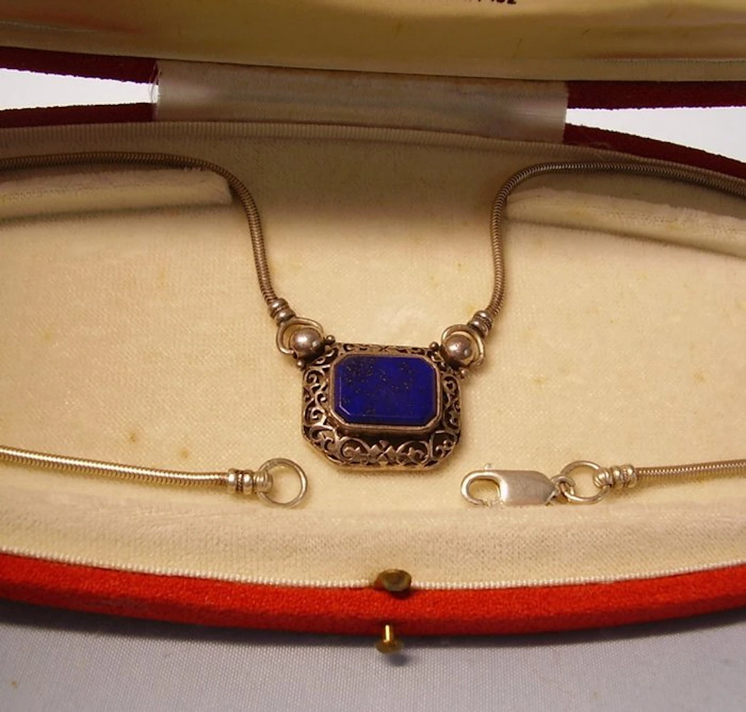 No reserve price - Necklace Silver - 7.00ct. tw. Lapis lazuli - Goldsmithing