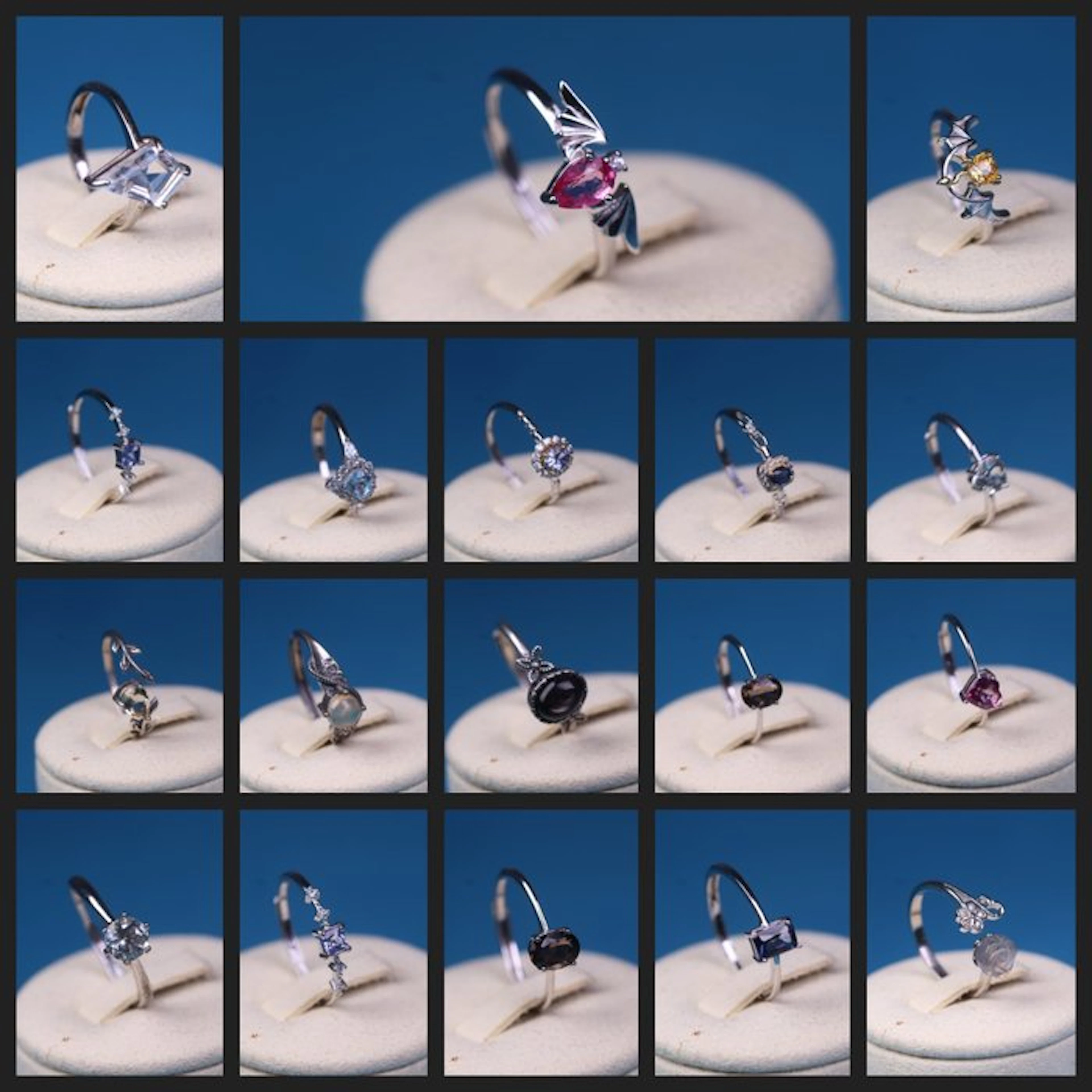 Silver rings (925) - natural gemstones - opal