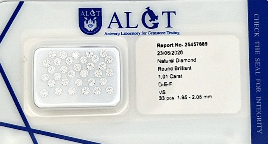 33 pcs Diamond (Natural) - 1.01 ct - Round - F