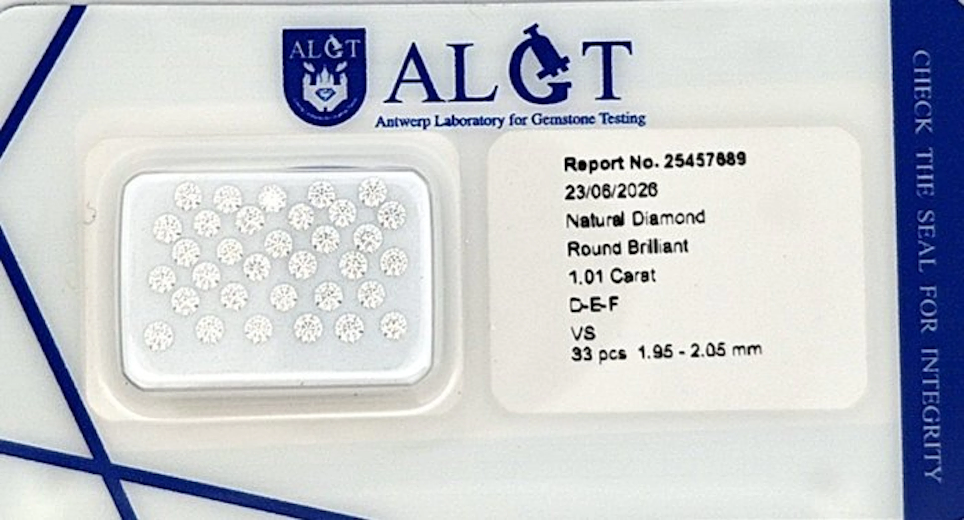 33 pcs Diamond (Natural) - 1.01 ct - Round - F