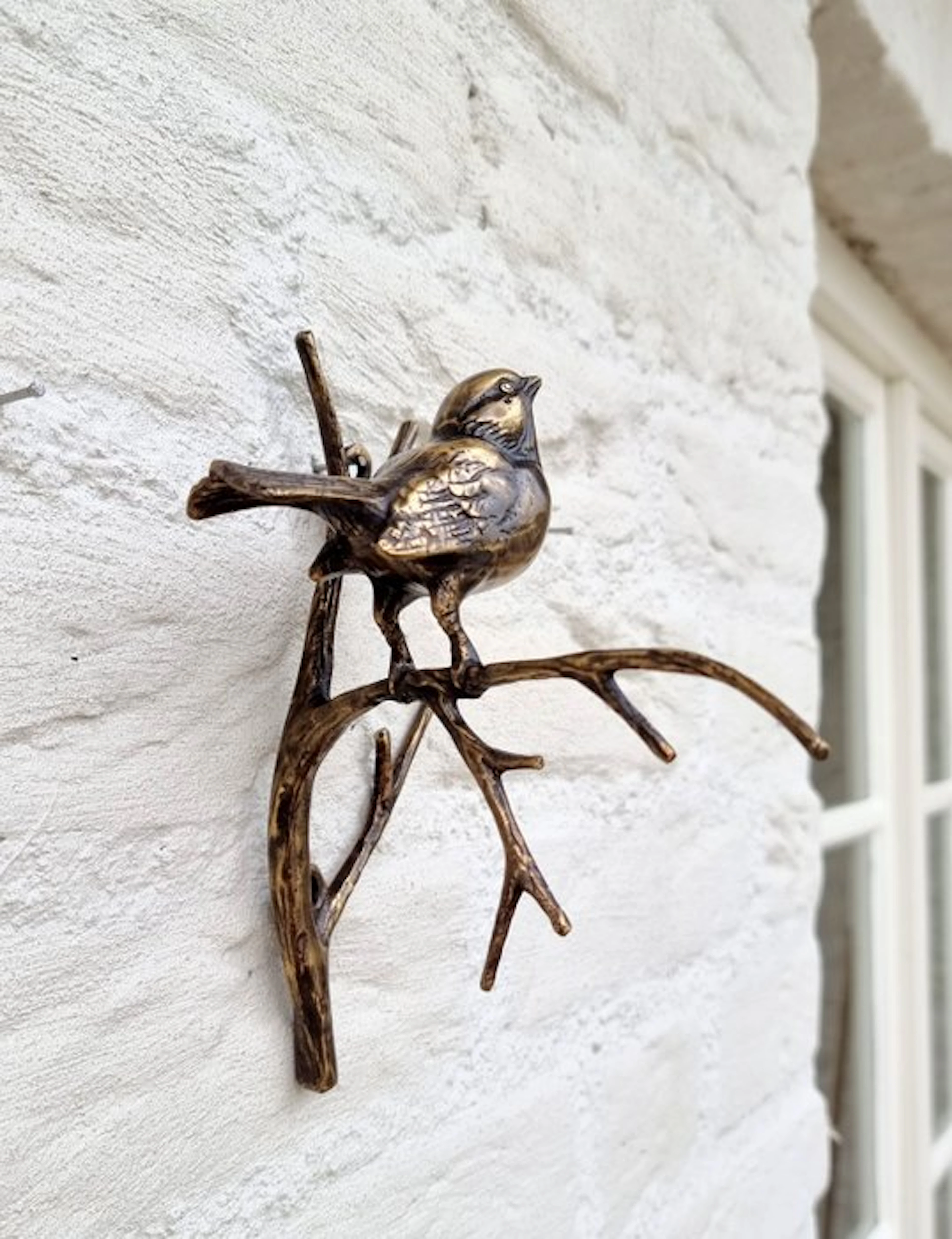 Sculpture, vogel op tak - 18 cm - Bronze