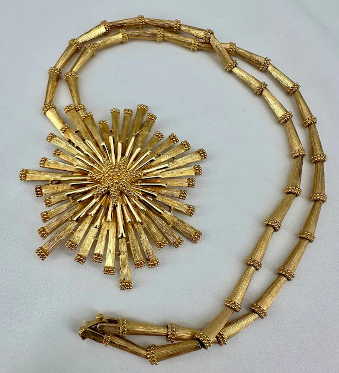 Monet - Iconic Sunburst Brooch & Matching Necklace Set –...