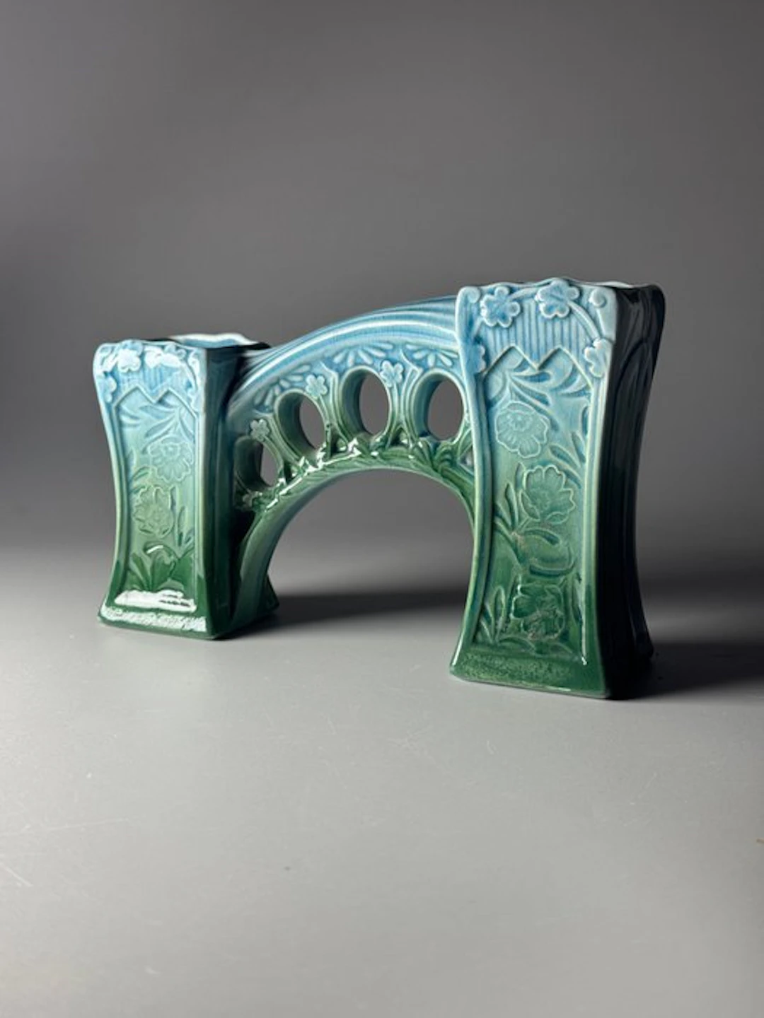 Sarreguemines - Vase - Double vase - 1900s - Faience - ART NOUVEAU