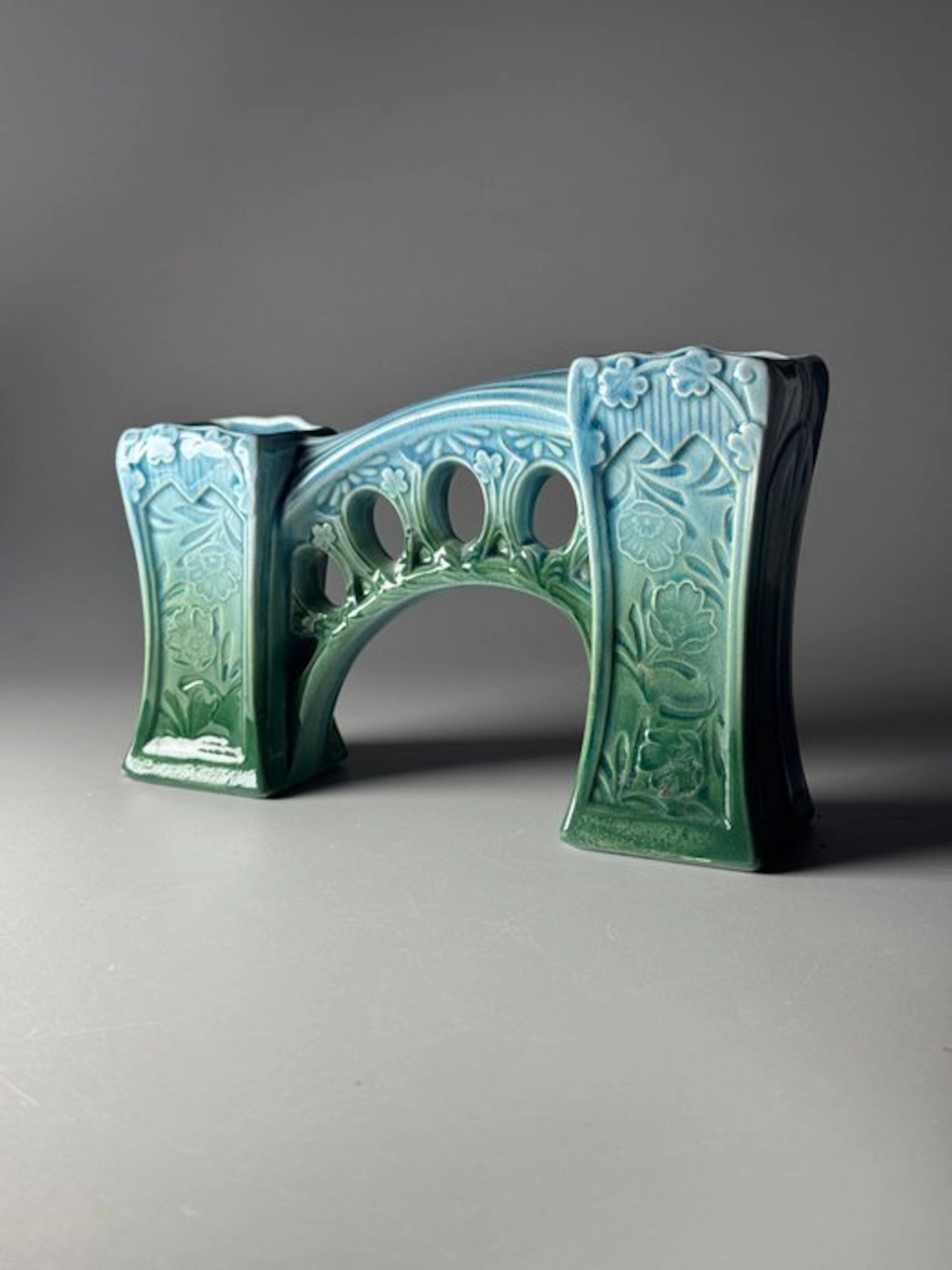 Sarreguemines - Vase - Double vase - 1900s - Faience - ART NOUVEAU