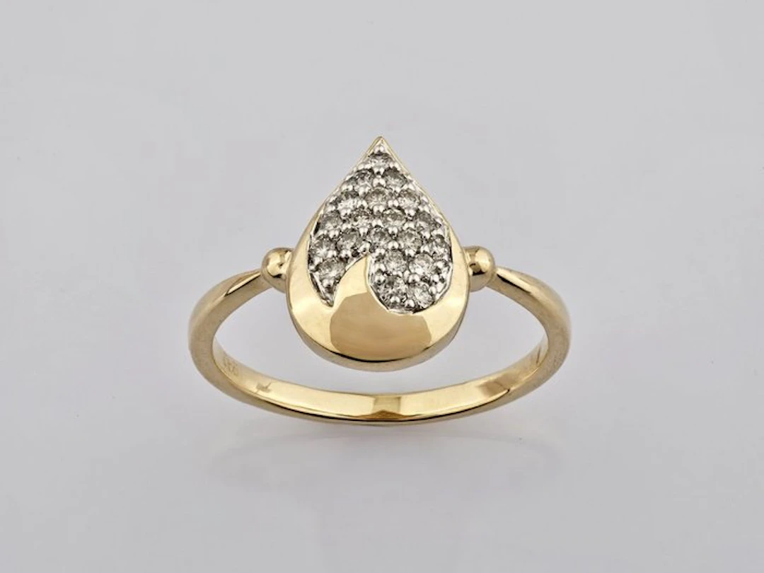 Ring - 14 kt. Yellow gold - 0.22ct. tw. Diamond (Natural)