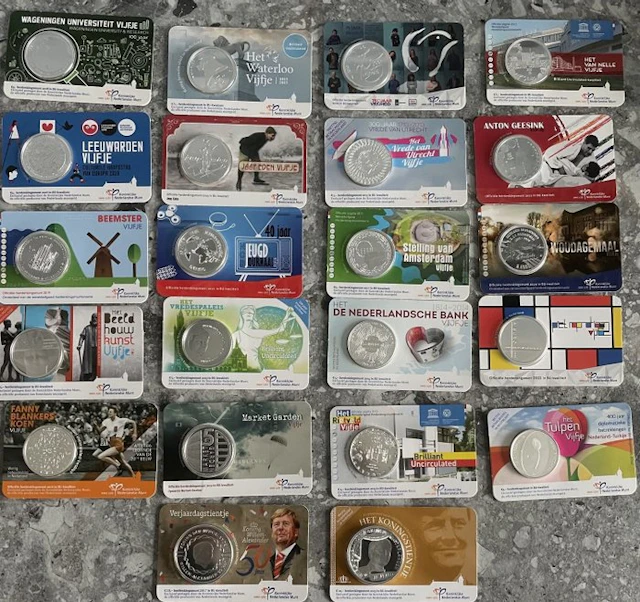 Netherlands. Coin Card Various Years (22 stuks) (No reserve price)
