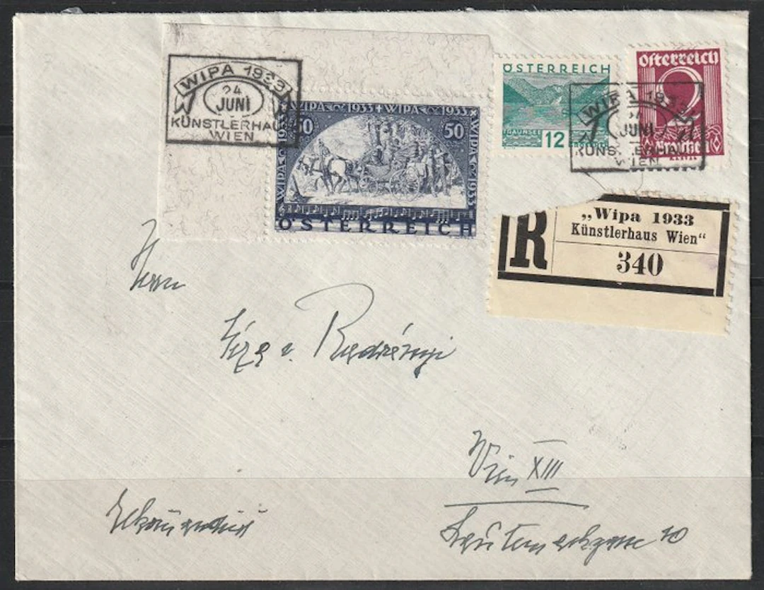 Austria 1933 - WIPA stamp (corner piece with selvage...
