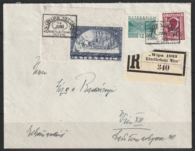 Austria 1933 - WIPA stamp (corner piece with selvage...