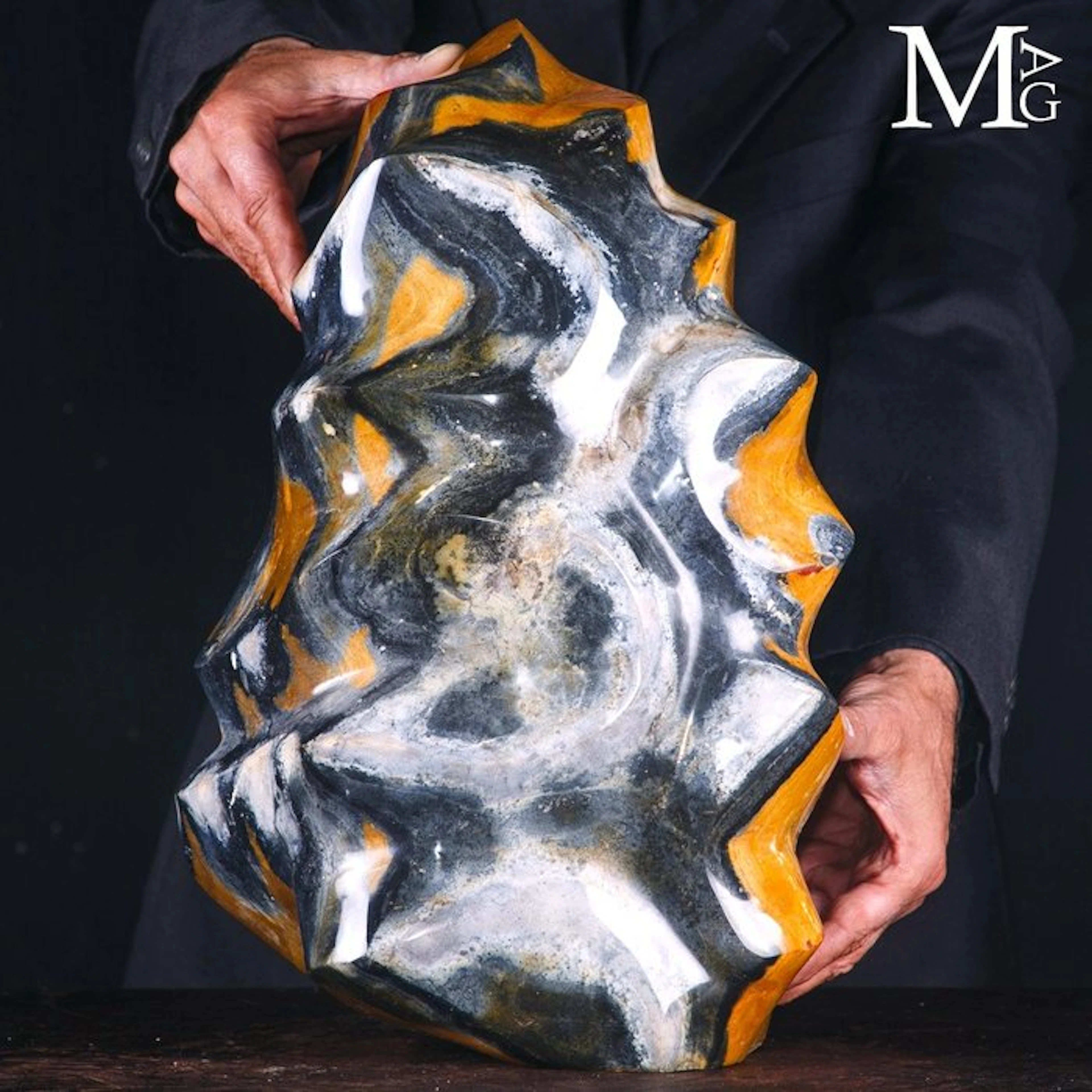 Exquisite Polychrome Jasper Giant Flame - Sculptural...